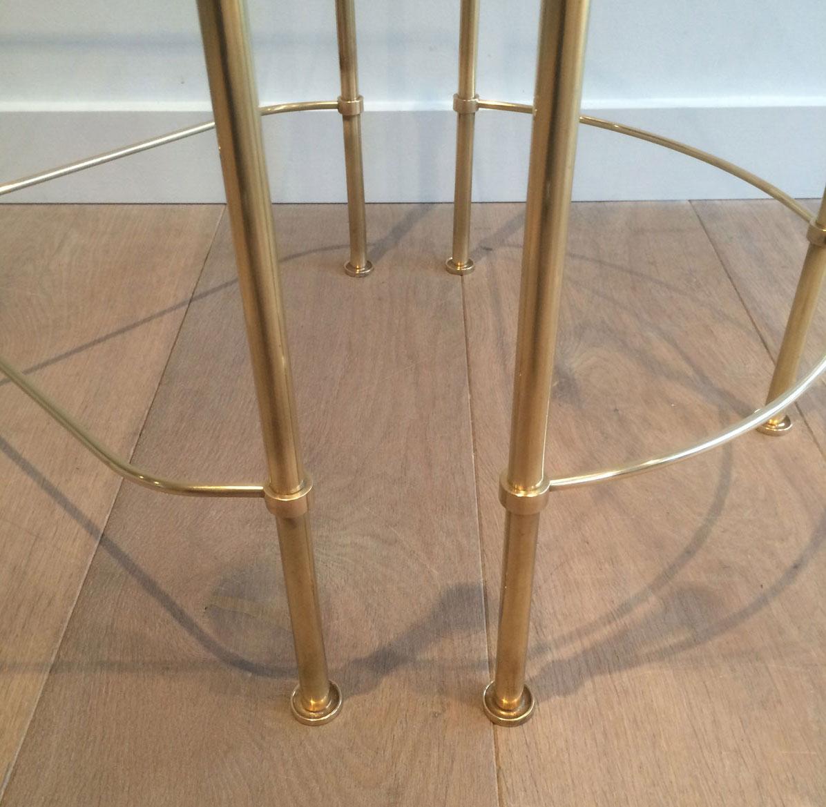 Maison Bagués, Tripartite Brass and Glass coffee Table, French, circa 1970 5