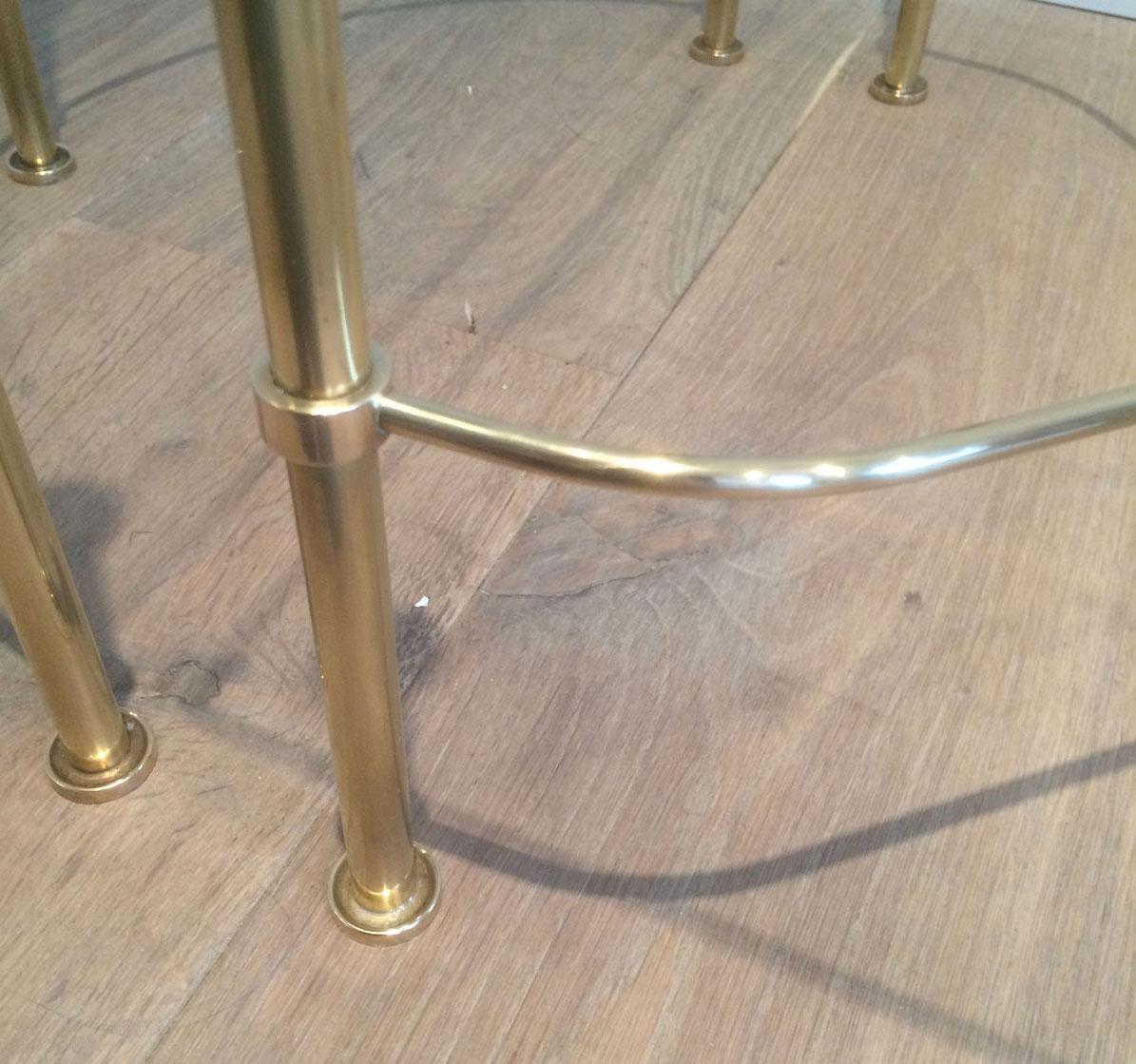 Maison Bagués, Tripartite Brass and Glass coffee Table, French, circa 1970 12