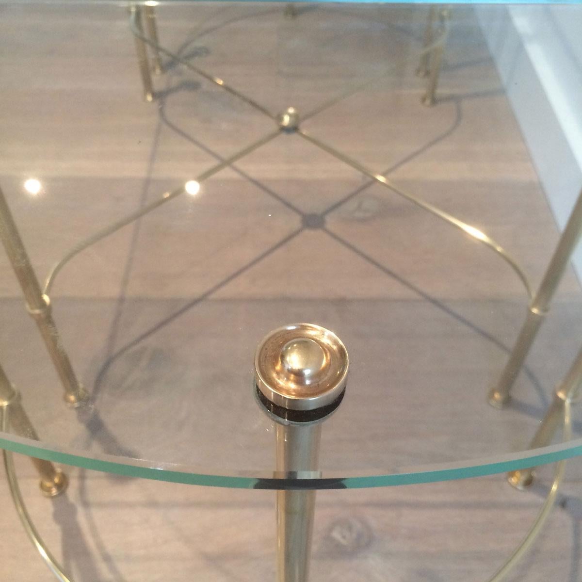 Maison Bagués, Tripartite Brass and Glass coffee Table, French, circa 1970 3