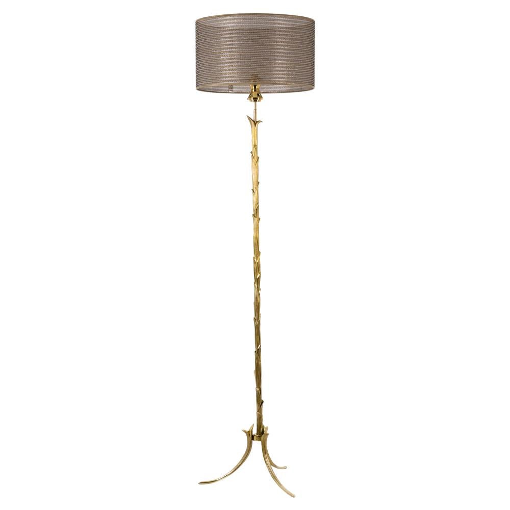 Maison Charles, Tripod Floor Lamp in Gilded Bronze, 1950s For Sale