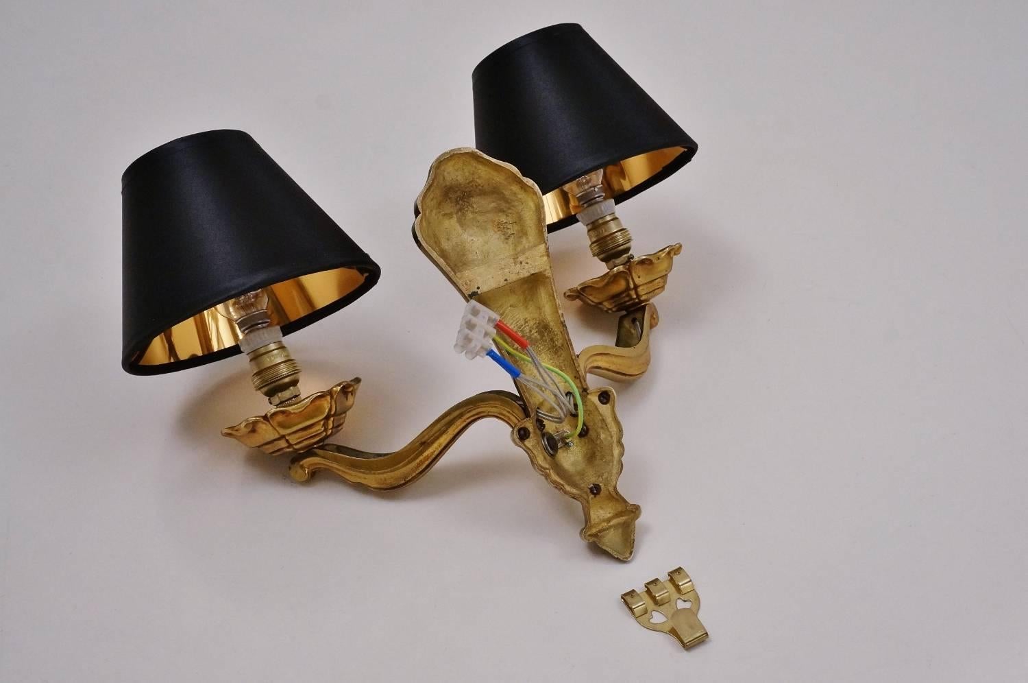 Maison Bagues Wall Lights Bronze and Gold Plated Gilt, circa 1940s, French 5