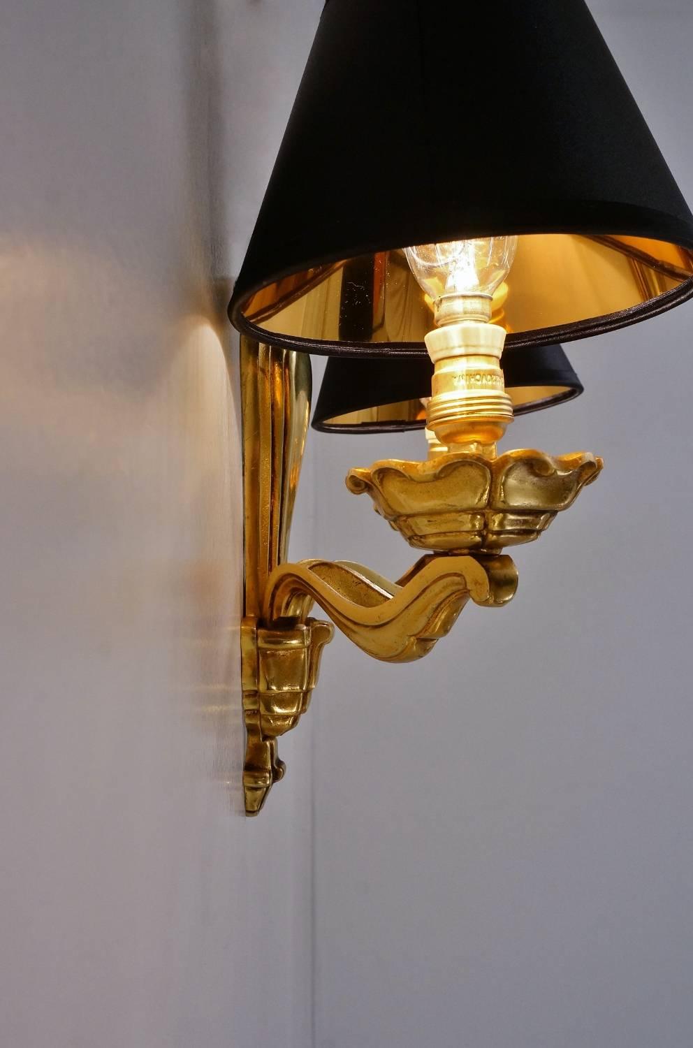 Maison Bagues Wall Lights Bronze and Gold Plated Gilt, circa 1940s, French 3