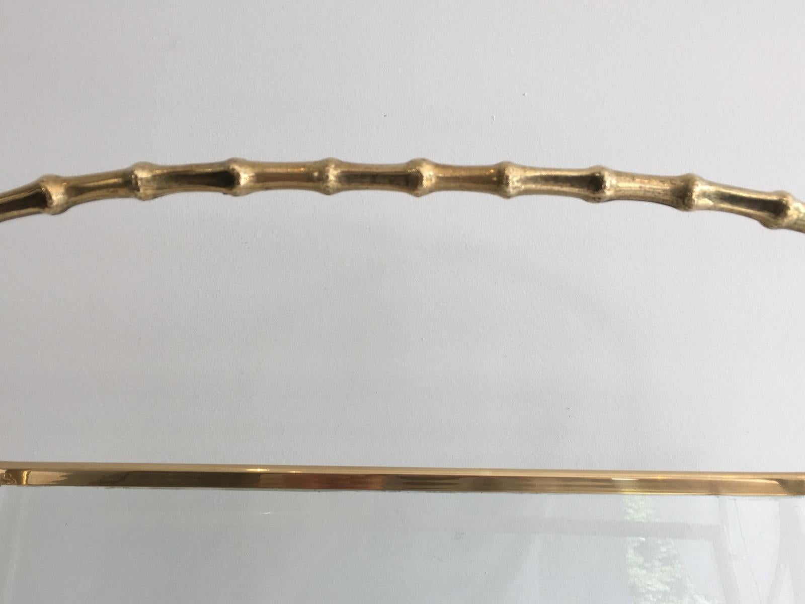 Neoclassical Maison Bagués, Bronze and Glass Faux-Bamboo Magazine Rack, French, circa 1940