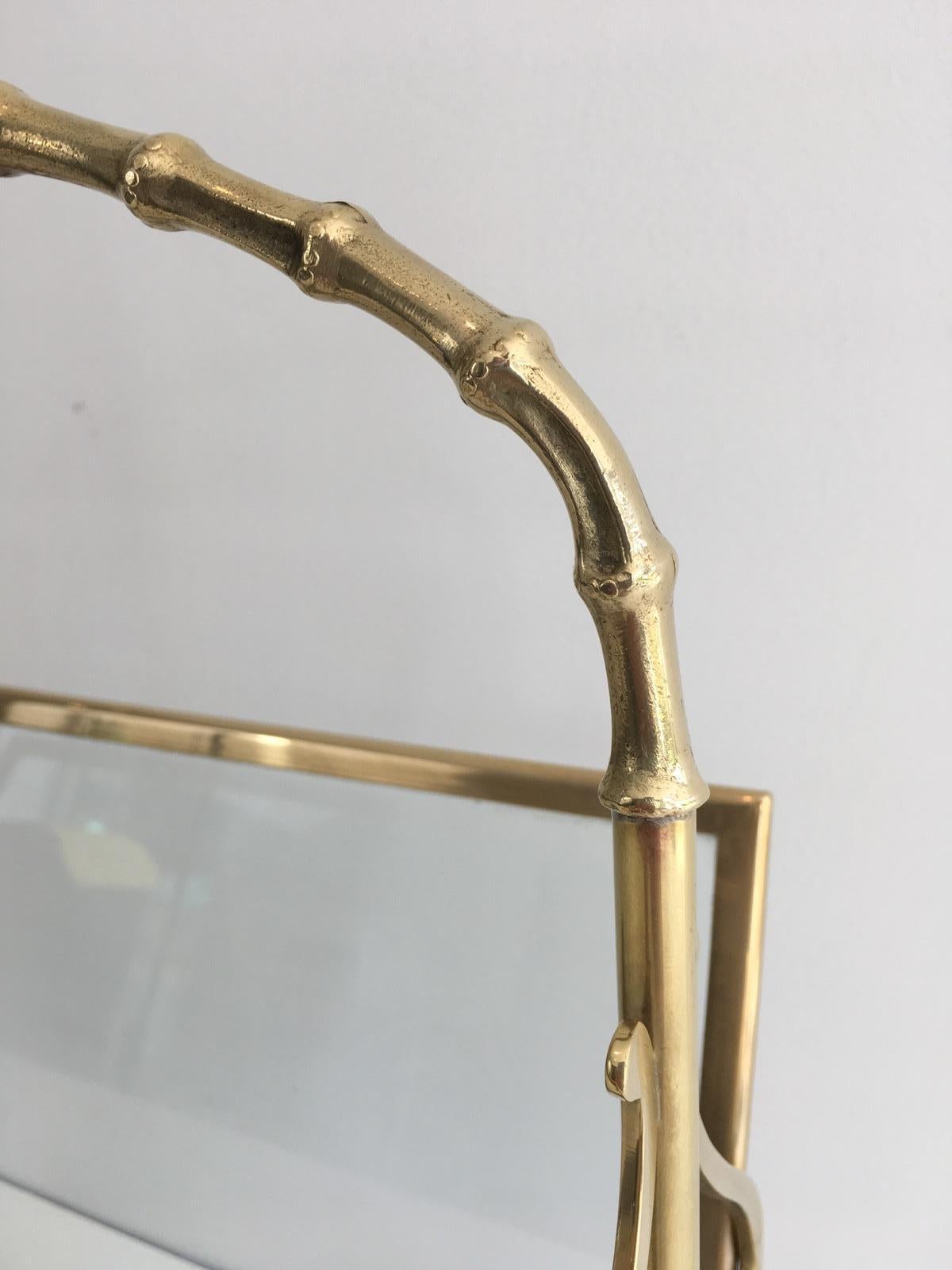 Maison Bagués, Bronze and Glass Faux-Bamboo Magazine Rack, French, circa 1940 2
