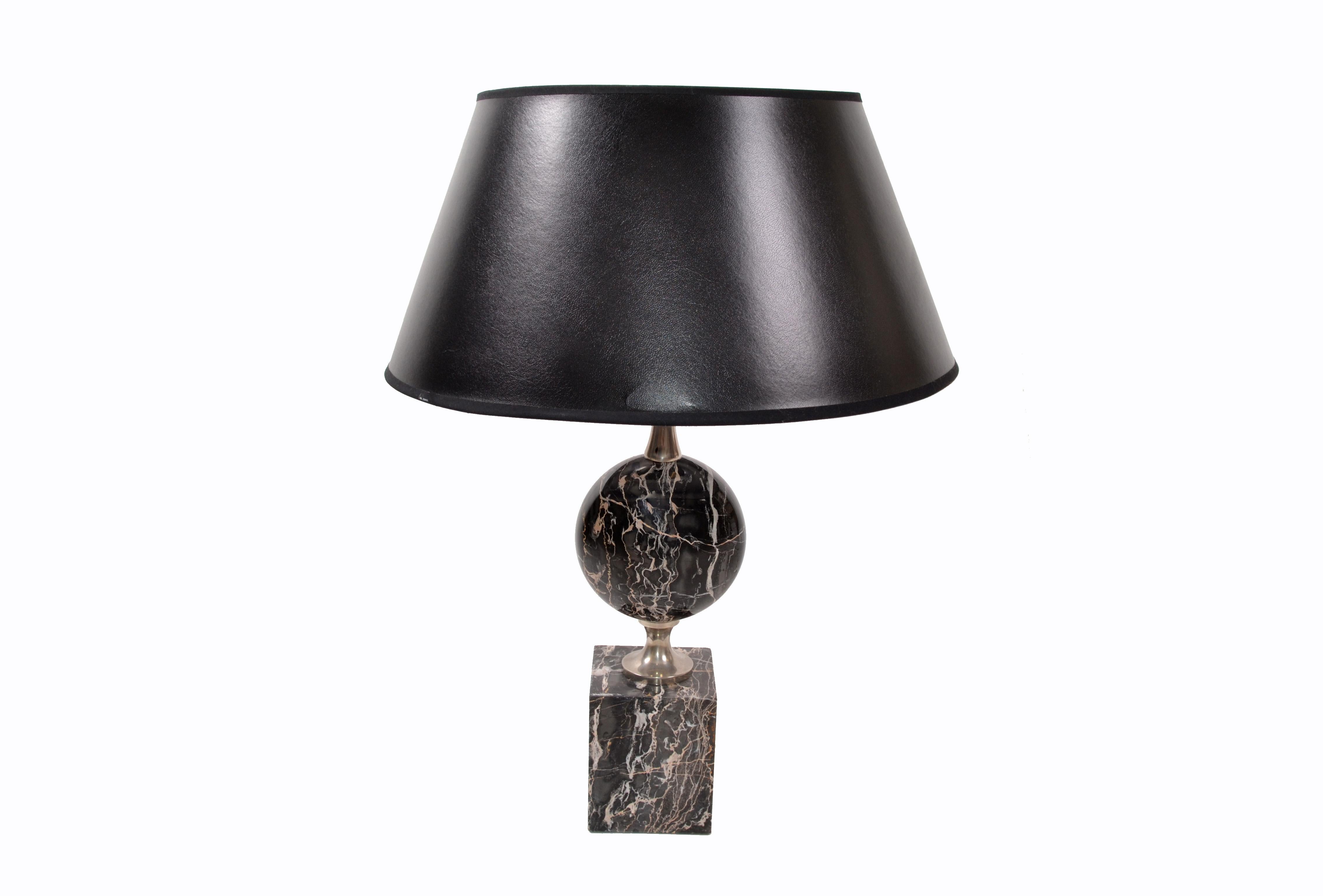 Mid-Century Modern Maison Barbier French Marble and Chrome Table Lamp, 1960 For Sale