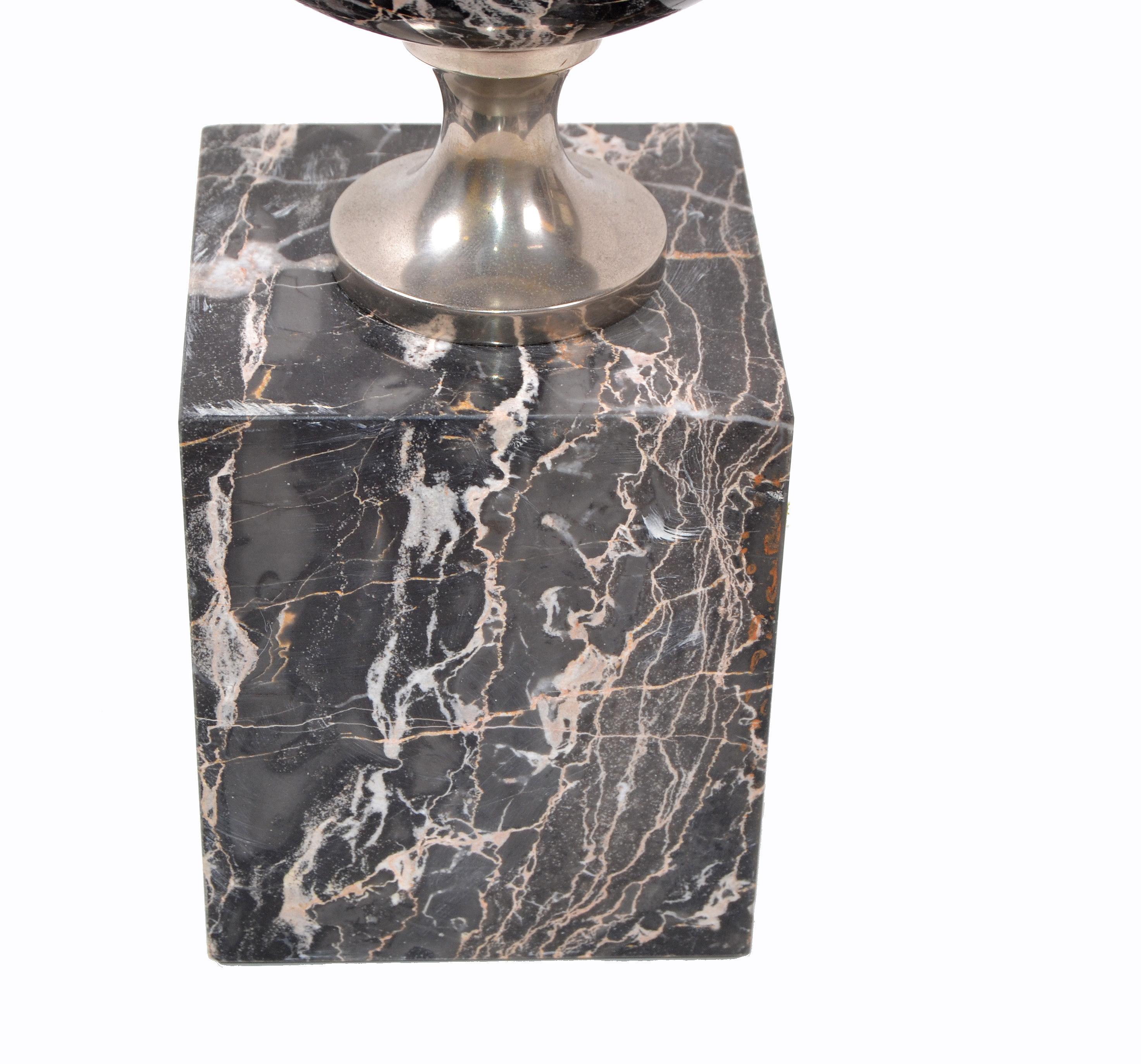 Maison Barbier French Marble and Chrome Table Lamp, 1960 For Sale 3