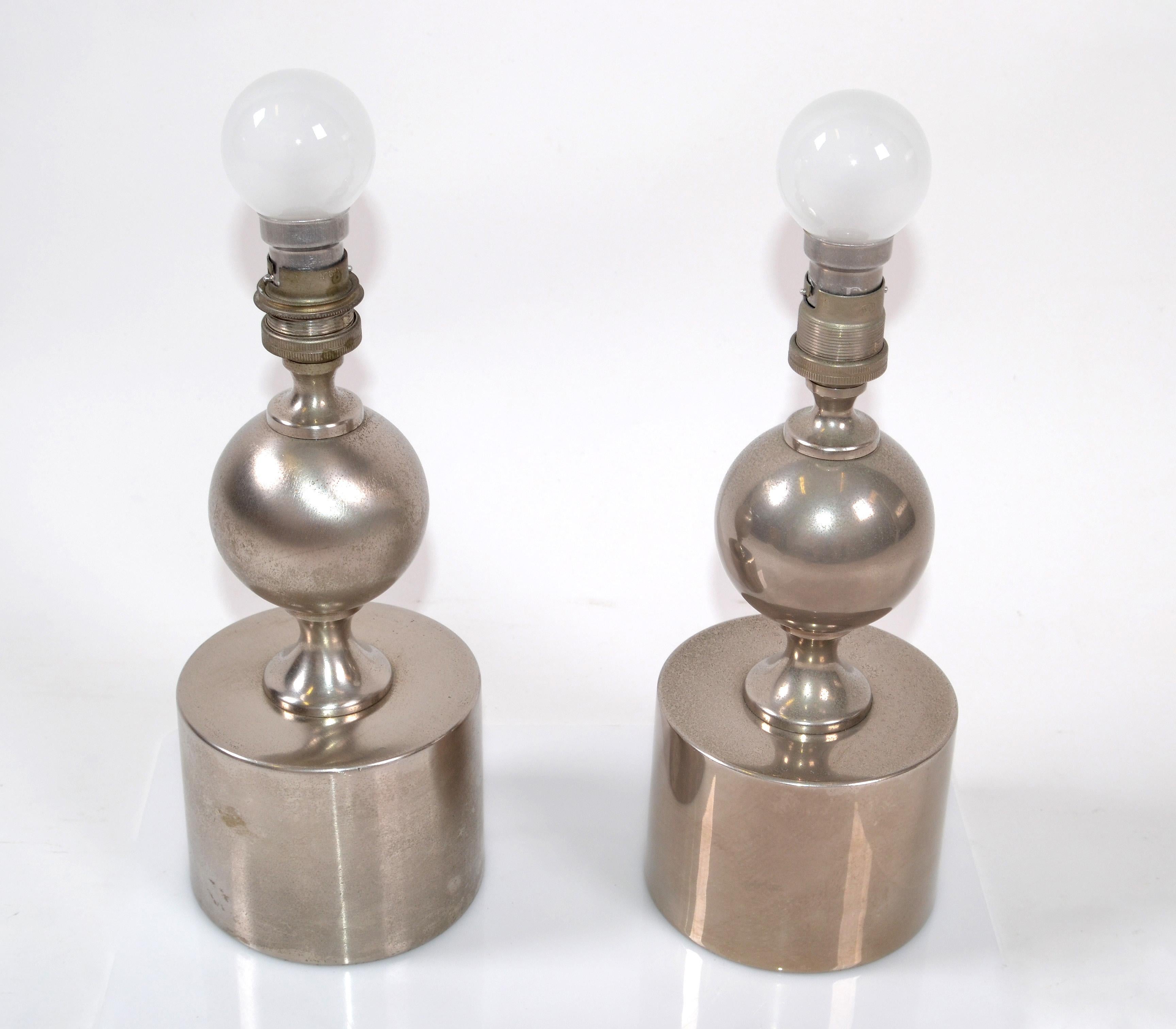 Maison Barbier French Mid-Century Modern Small One Sphere Table Lamp 1970, Pair 2