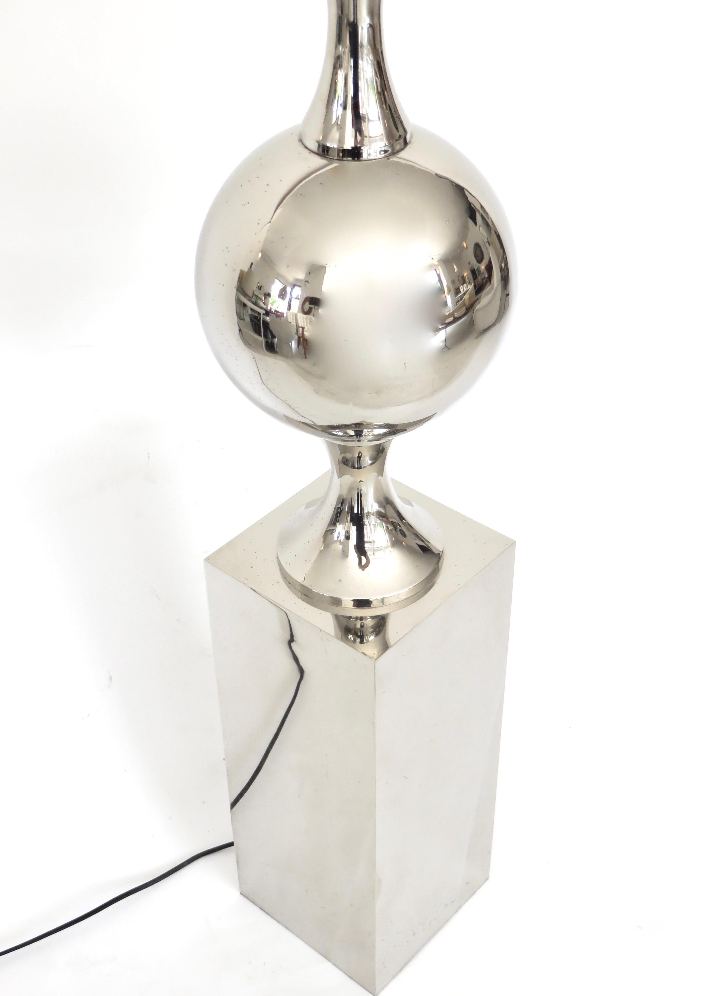 Stainless Steel Maison Barbier French Polished Nickel Chromed Steel Sculptural Floor Lamp