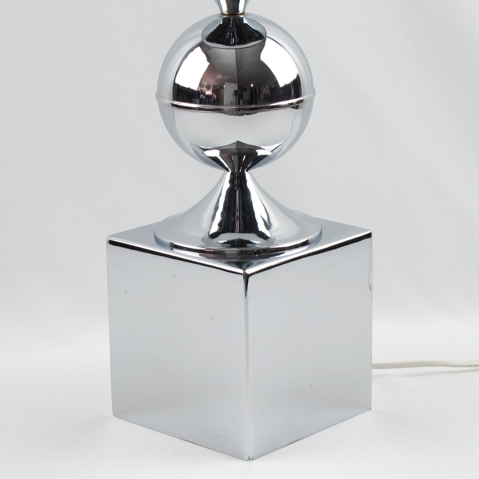 Mid-Century Modern Maison Barbier Space Age Chrome Table Lamp, 1970s For Sale