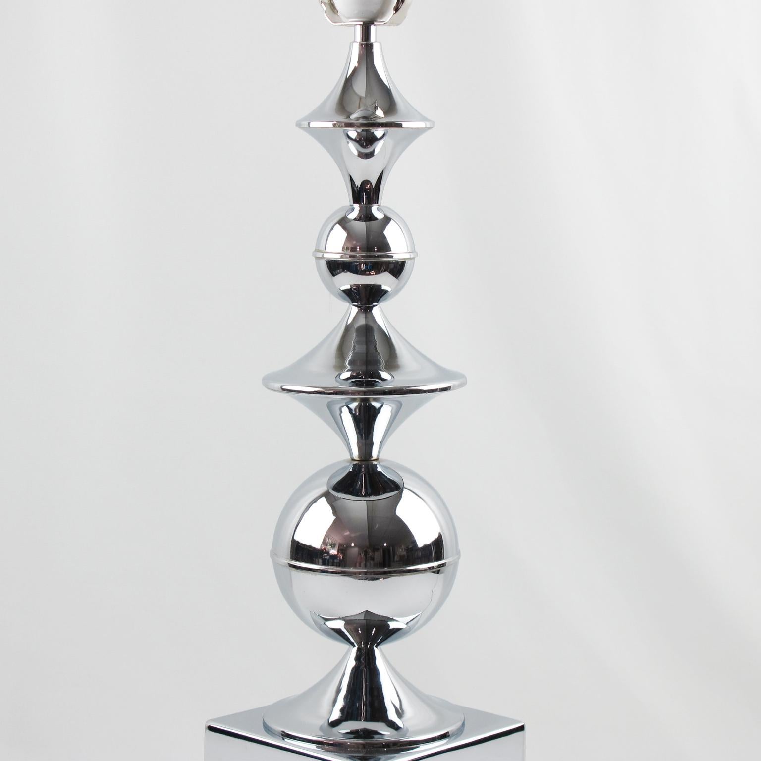 French Maison Barbier Space Age Chrome Table Lamp, circa 1970 For Sale
