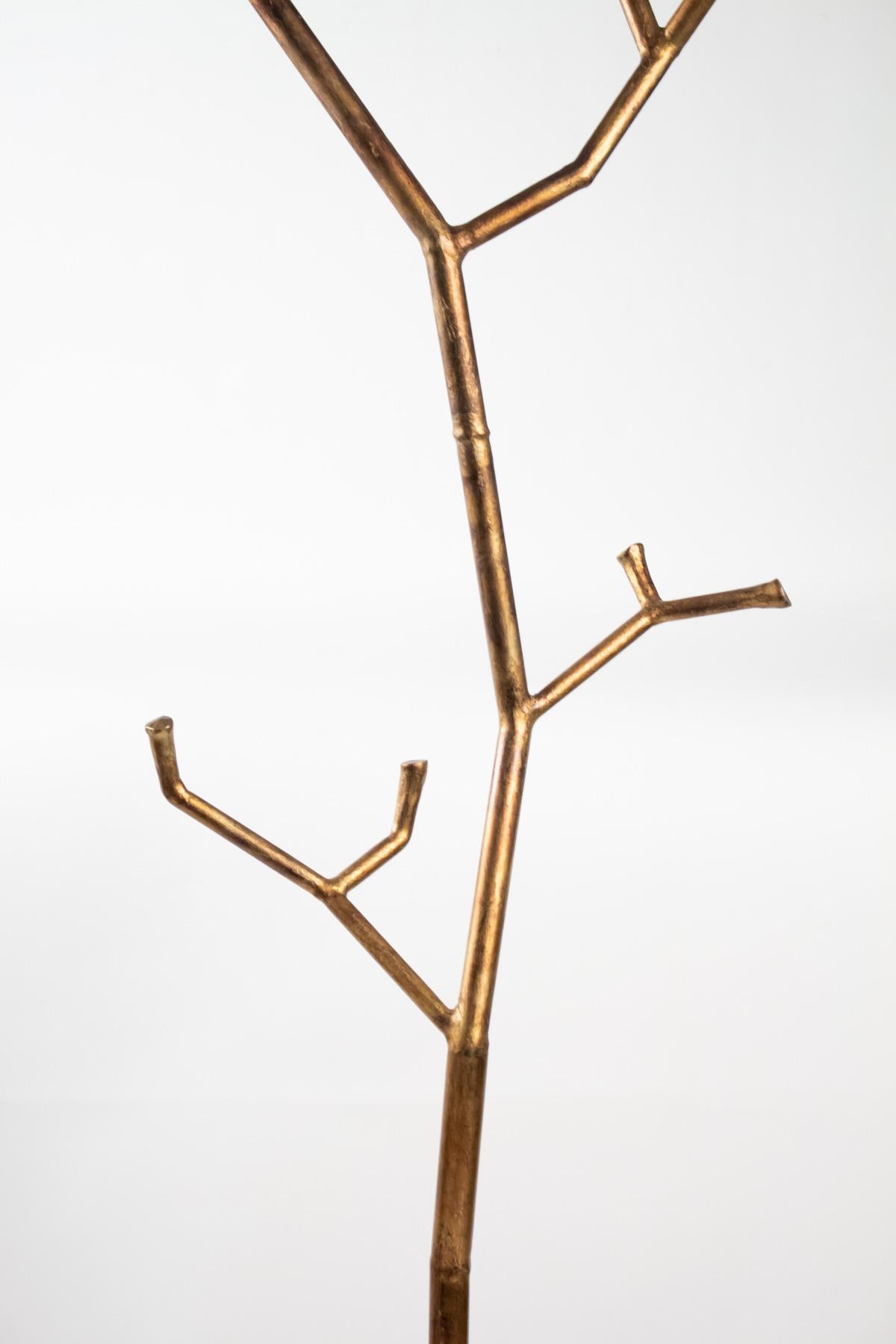 French Maison Bataillard Gilded Wrought Iron Unique Shrub Floor Lamp