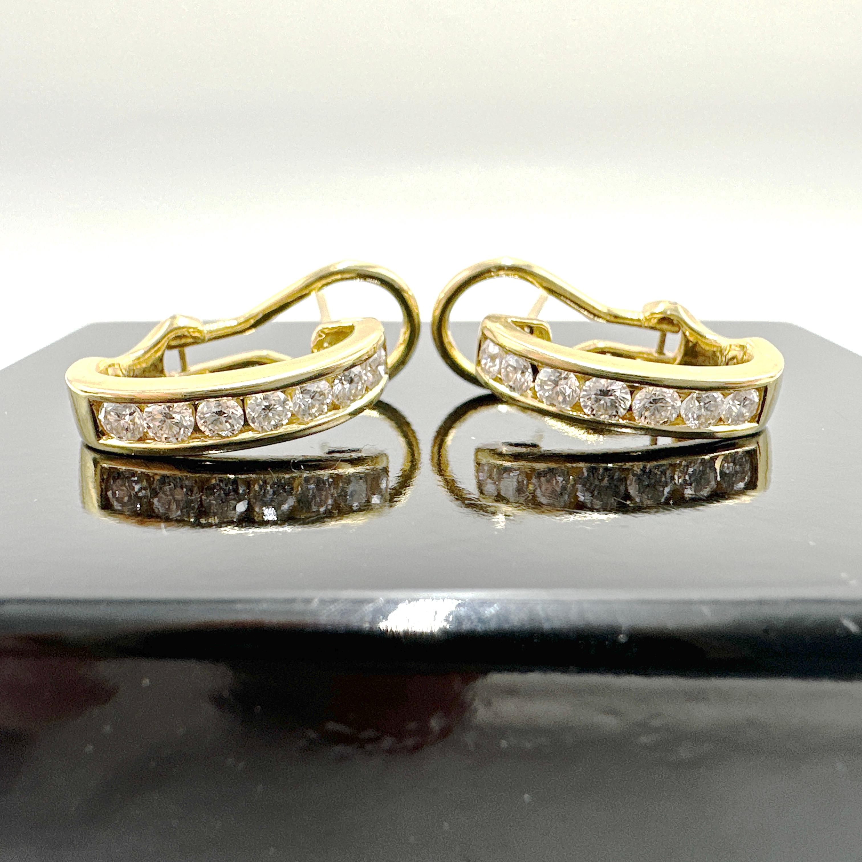 Round Cut MAISON BIRKS 18k Yellow Gold Natural VVS Diamond 3/4 Hoop Earrings 0.84TCW