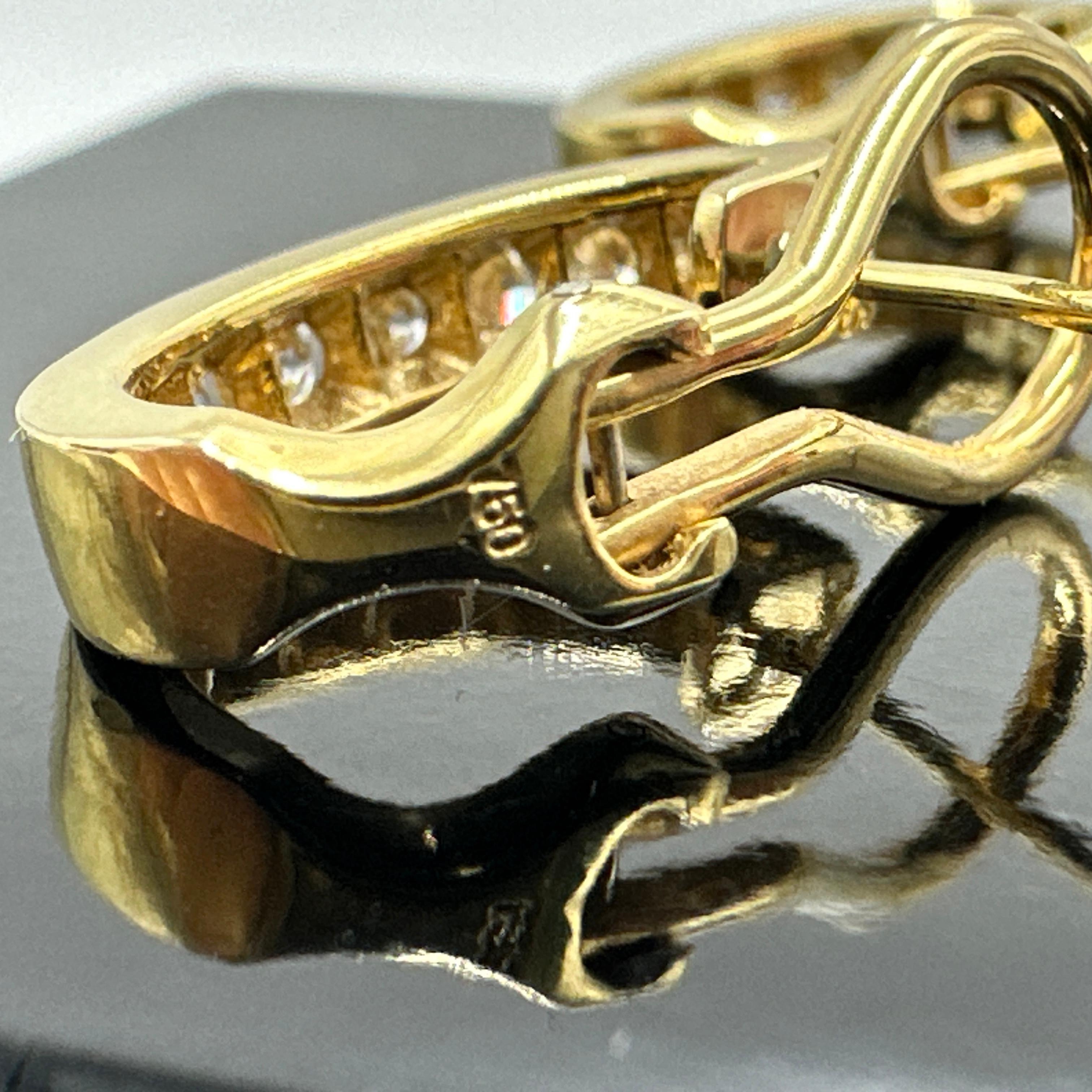 Women's MAISON BIRKS 18k Yellow Gold Natural VVS Diamond 3/4 Hoop Earrings 0.84TCW