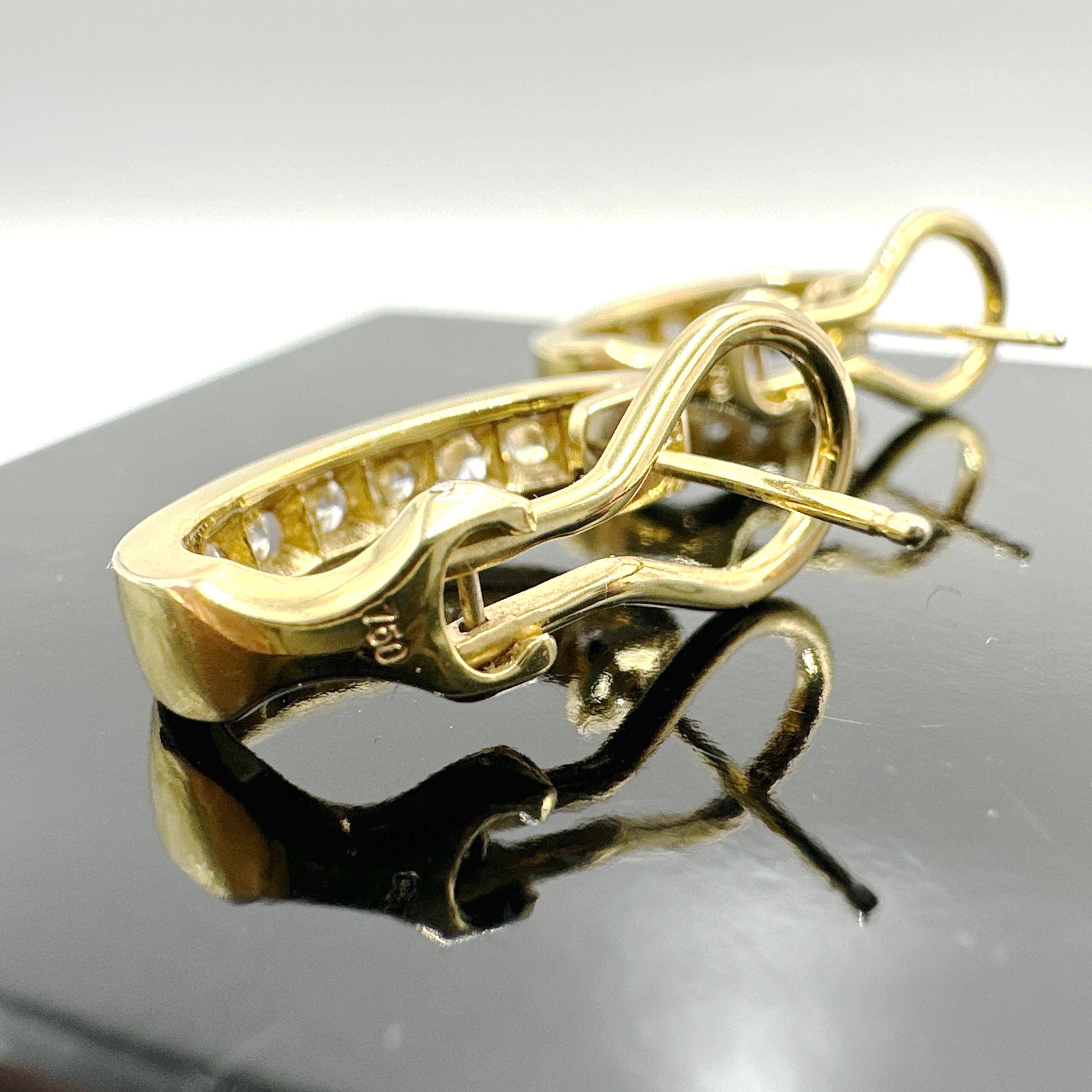 MAISON BIRKS 18k Yellow Gold Natural VVS Diamond 3/4 Hoop Earrings 0.84TCW 1