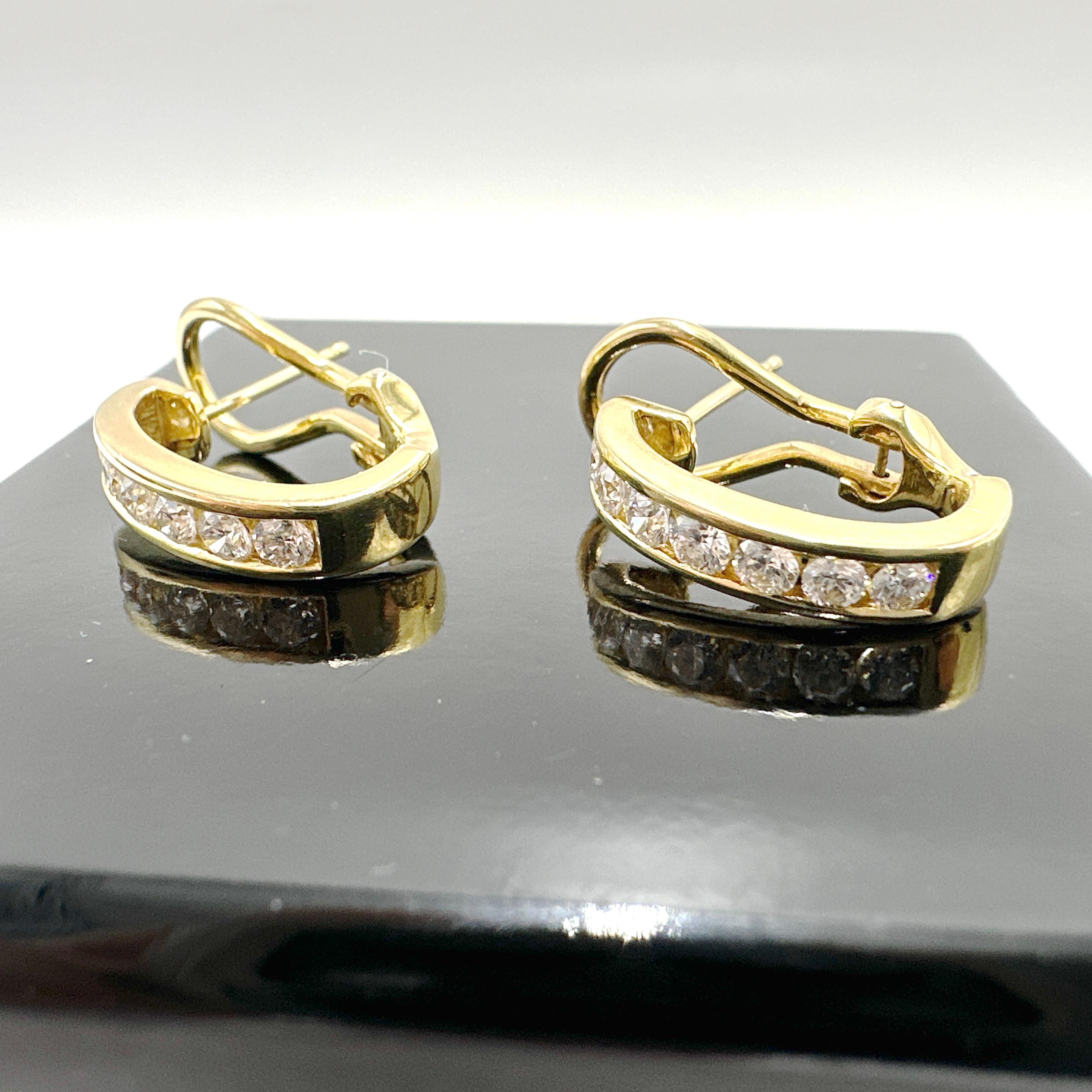 MAISON BIRKS 18k Yellow Gold Natural VVS Diamond 3/4 Hoop Earrings 0.84TCW 2