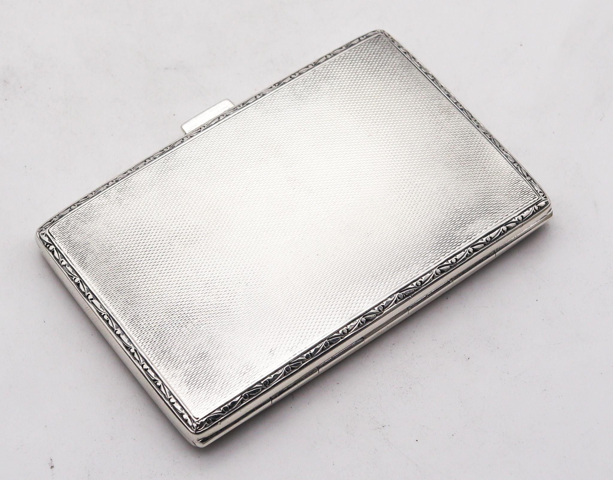 Maison Birks 1925 By A. Wilcox Art Deco Enameled Cigarette Case In 925 Sterling  In Excellent Condition In Miami, FL