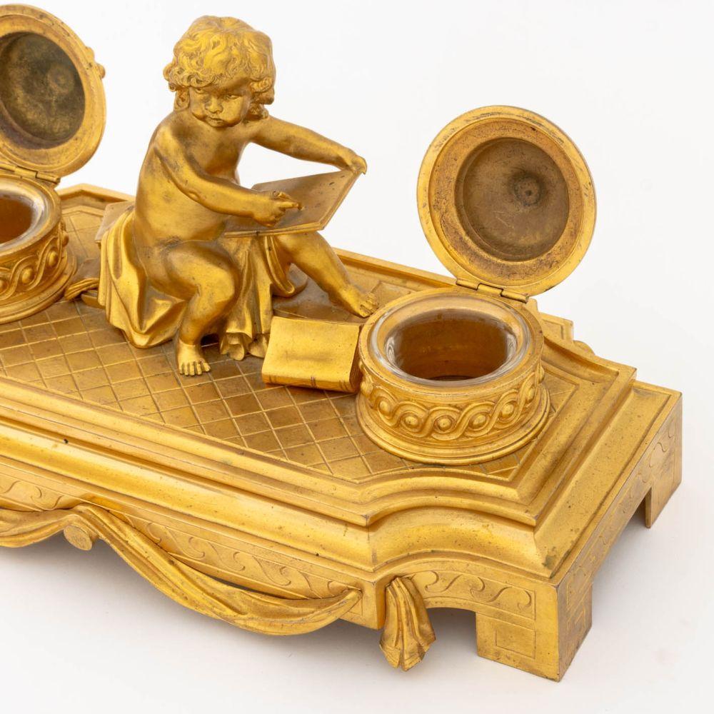 Neoclassico Maison Boin-Taburet, calamaio francese in bronzo ormolinato in vendita