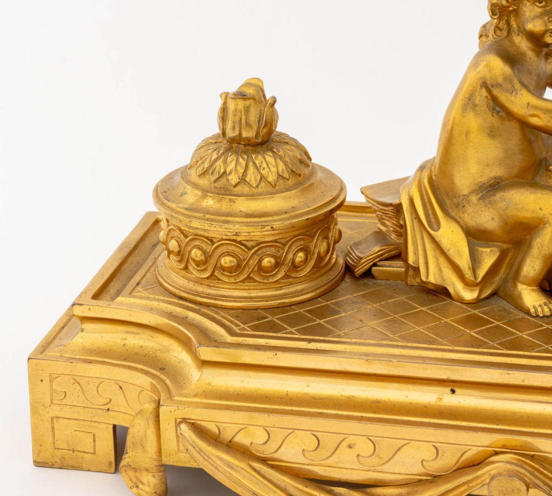 Maison Boin-Taburet, calamaio francese in bronzo ormolinato In condizioni buone in vendita a Astoria, NY