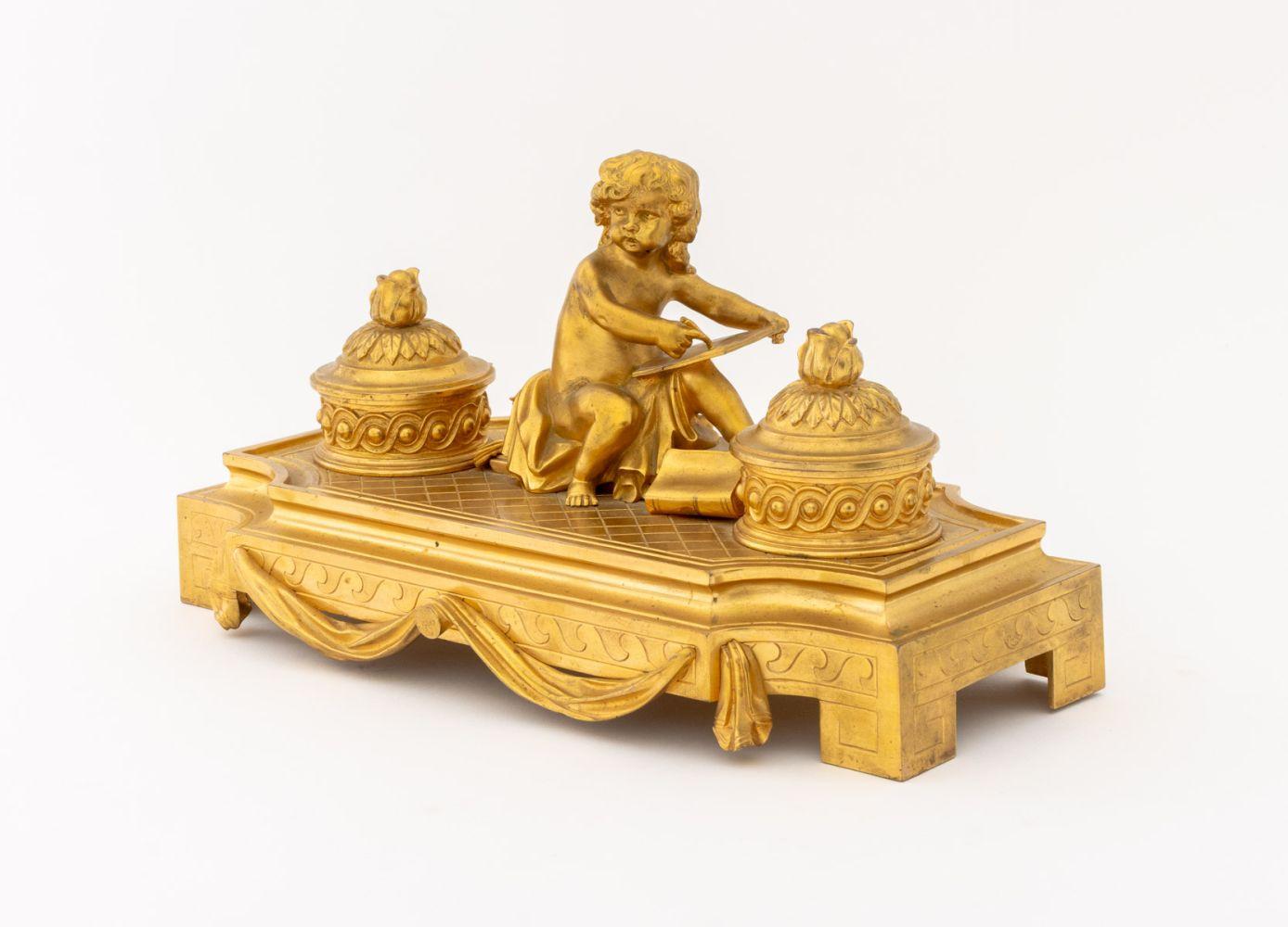 XIX secolo Maison Boin-Taburet, calamaio francese in bronzo ormolinato in vendita