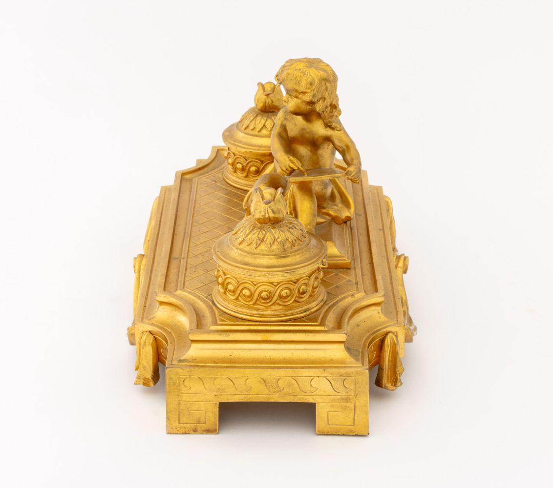 Bronzo Maison Boin-Taburet, calamaio francese in bronzo ormolinato in vendita