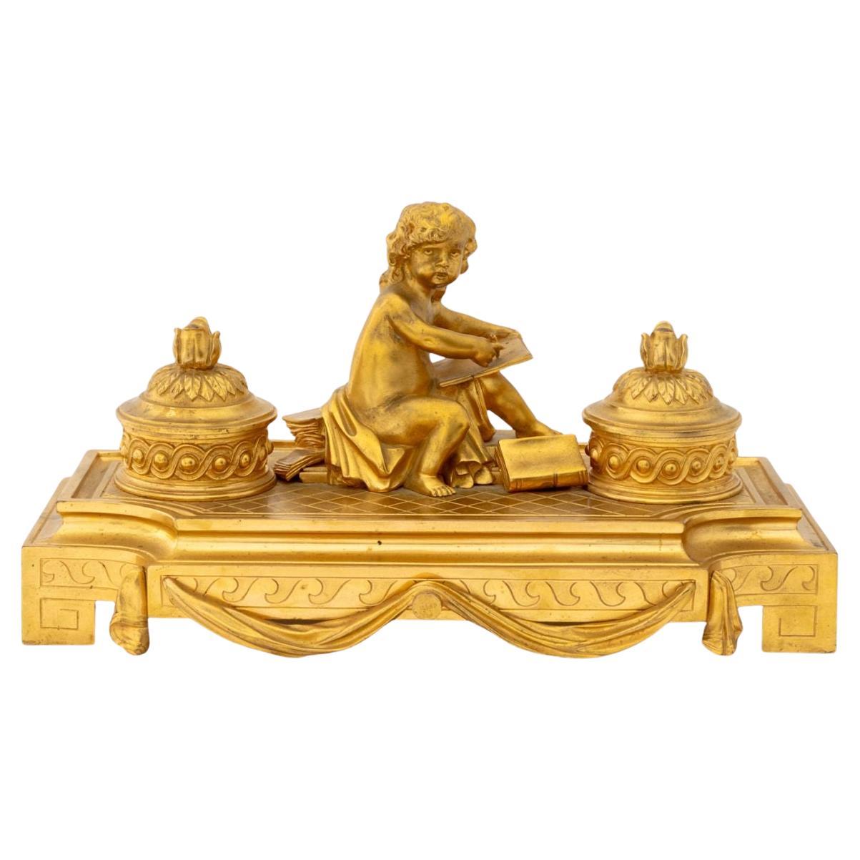 Maison Boin-Taburet, calamaio francese in bronzo ormolinato in vendita