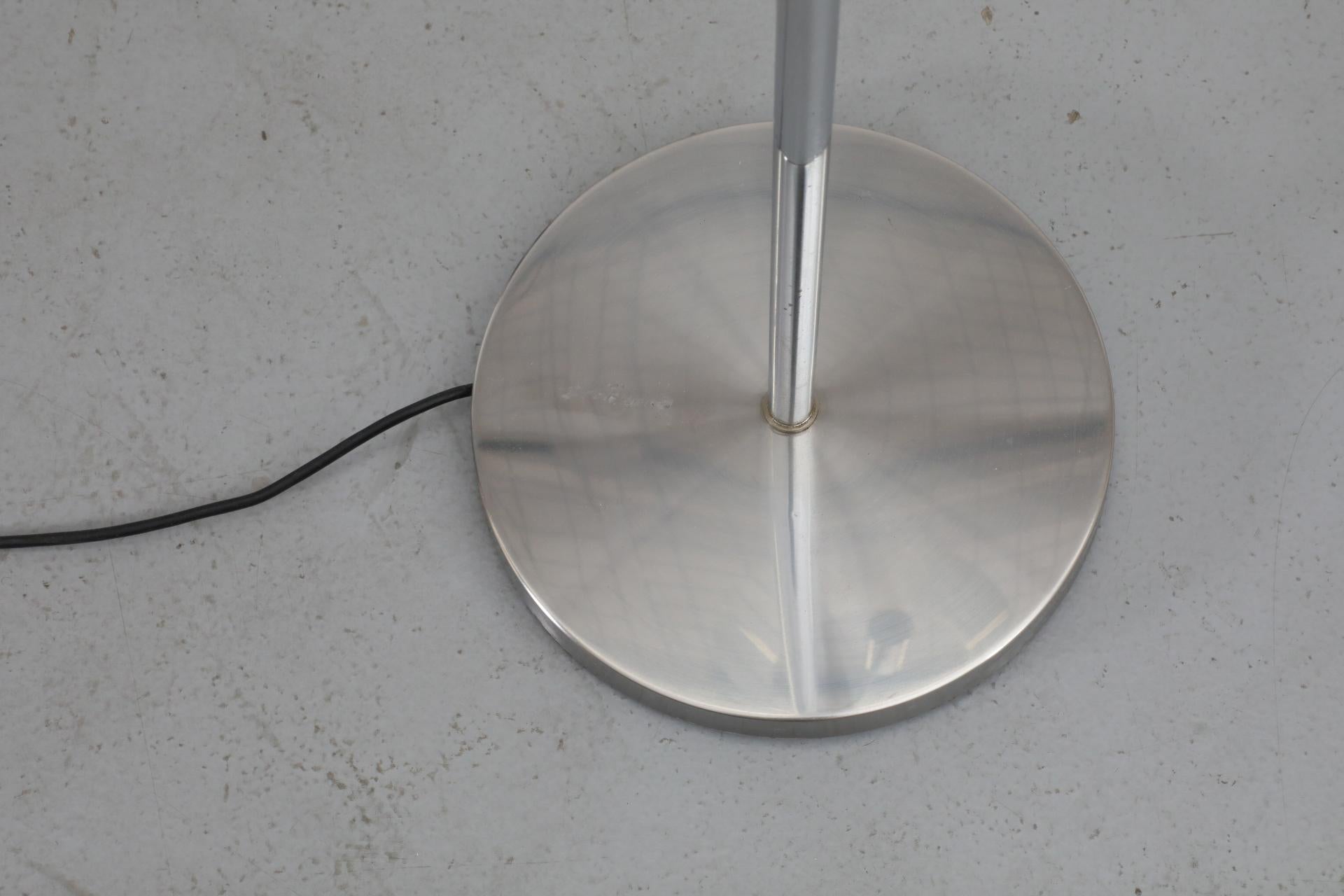 Maison Charles 1970's Brushed Aluminum Floor Lamp with Smoked Acrylic Accent 11