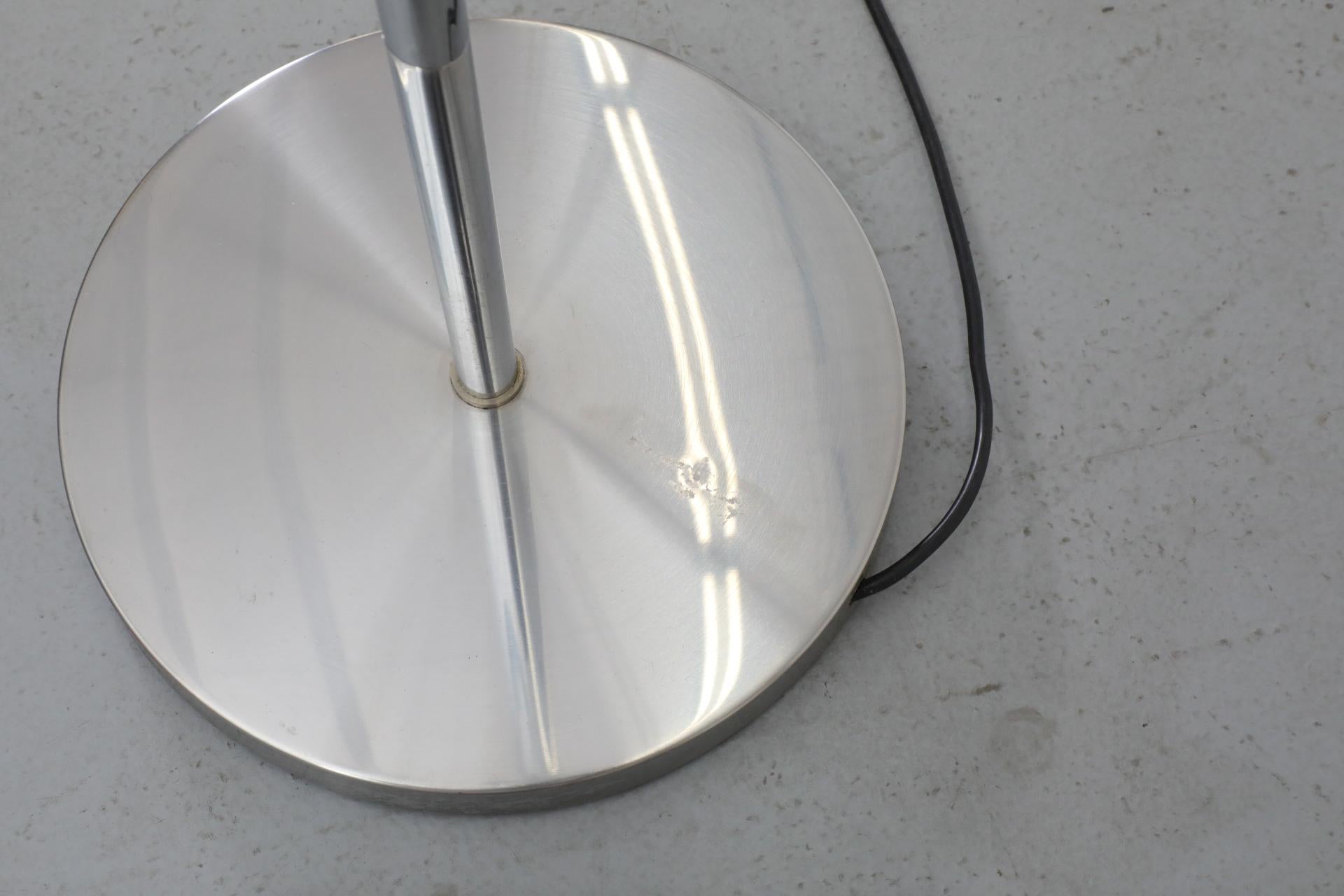 Maison Charles 1970's Brushed Aluminum Floor Lamp with Smoked Acrylic Accent 12
