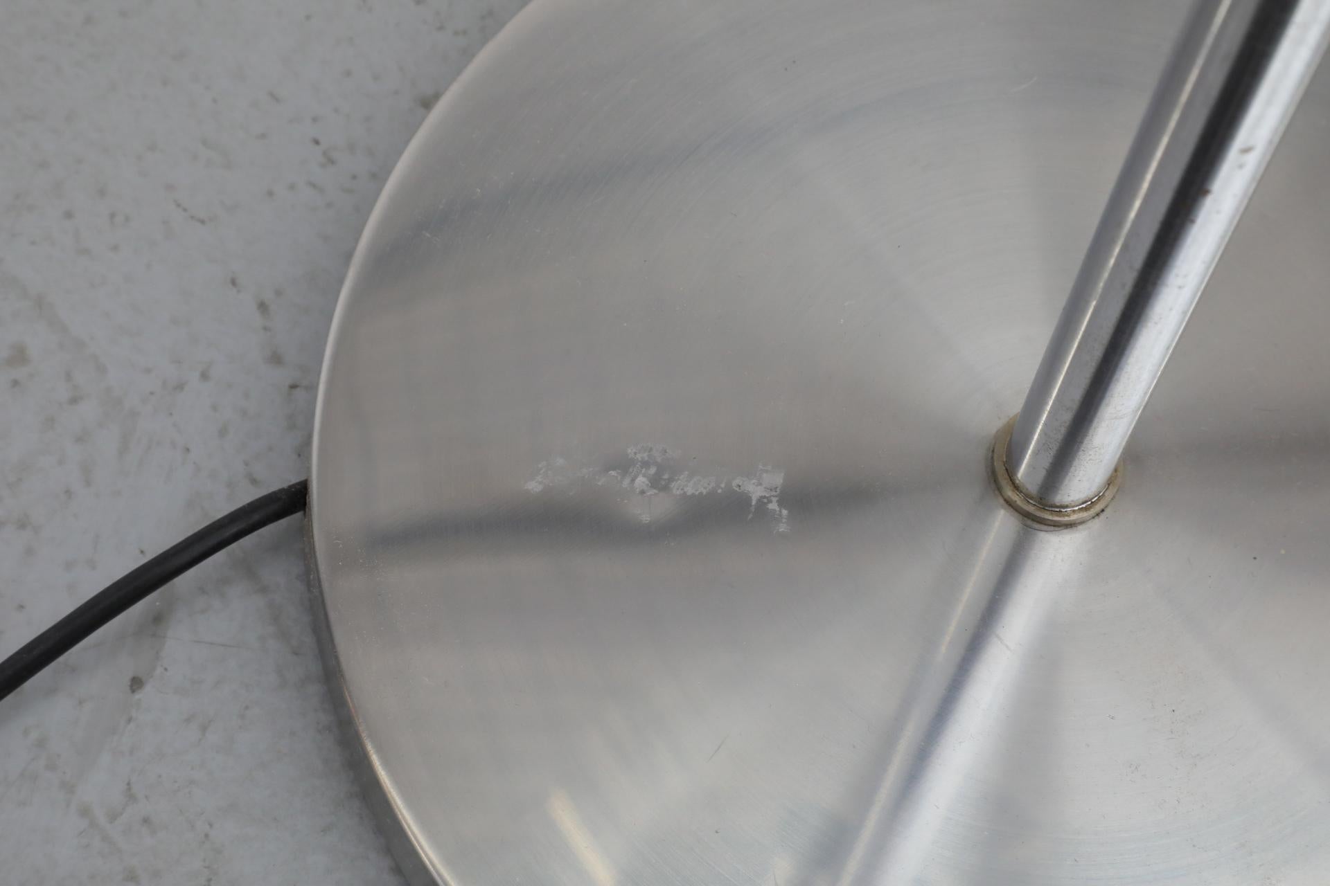 Maison Charles 1970's Brushed Aluminum Floor Lamp with Smoked Acrylic Accent 13