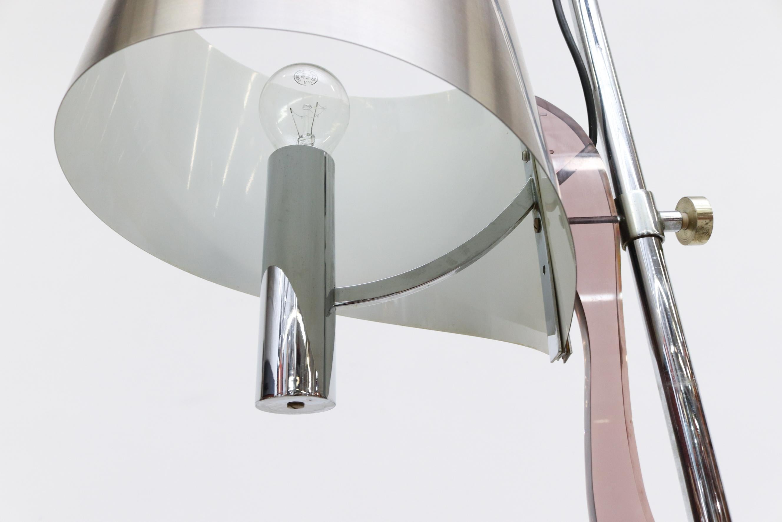 Maison Charles 1970's Brushed Aluminum Floor Lamp with Smoked Acrylic Accent 1