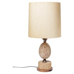 Maison Charles 20th century design stone table lamp egg decoration 1970