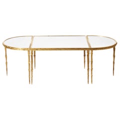 Maison Charles Style  3-Piece Mirror & Gold-Plated Coffee Table, circa 1950