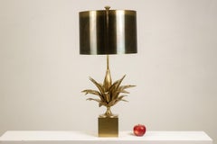 Maison Charles, “Agave” lamp in gilded bronze and patinated brass. 1970s
