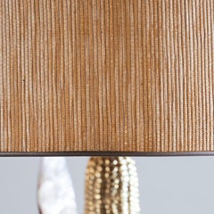 Maison Charles attr. Table corn Lamp Brass, Bronze, Travertine, France, 1960s