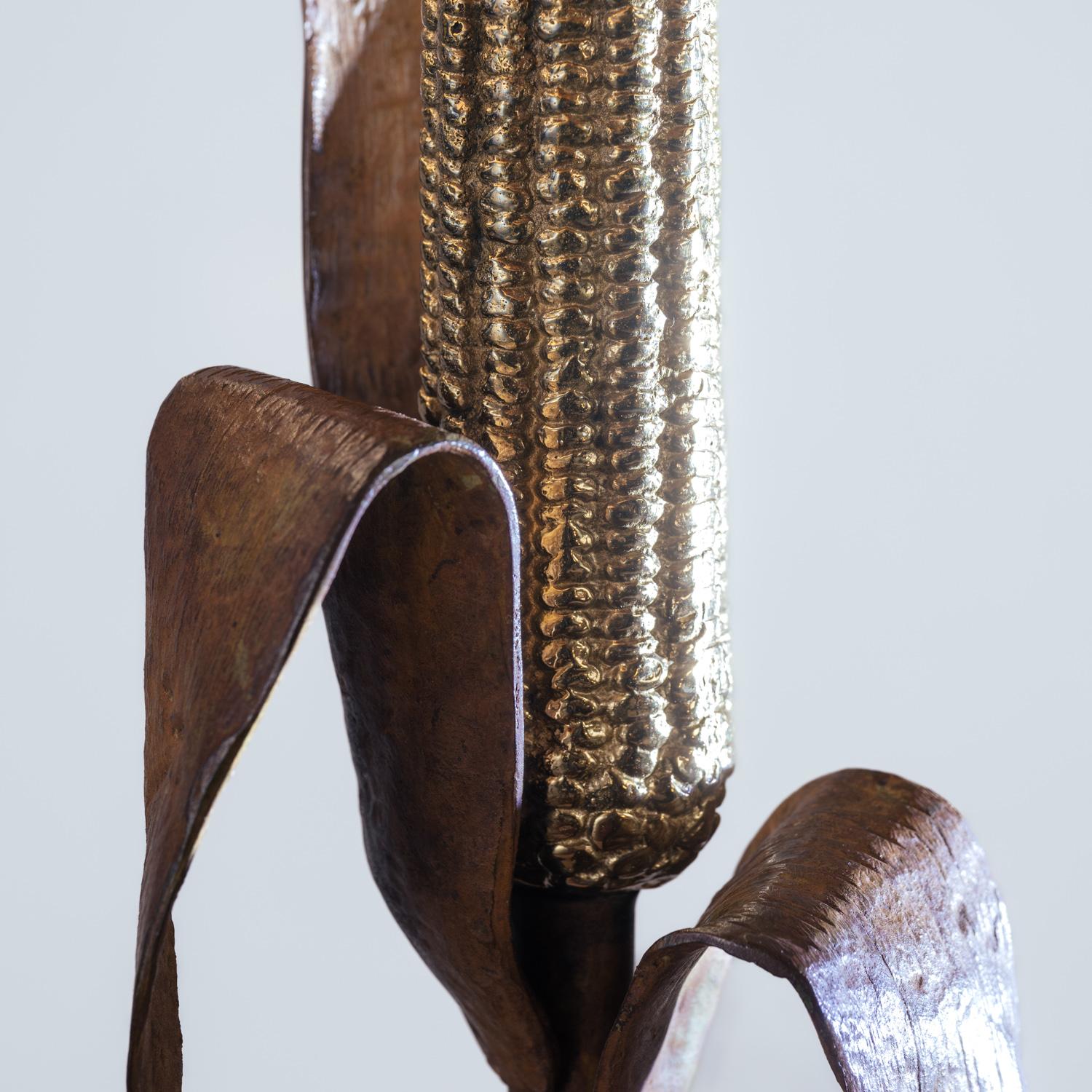 Maison Charles attr. Tischleuchte aus Messing, Bronze und Travertin, Frankreich, 1960er Jahre im Zustand „Gut“ im Angebot in Zevenaar, NL
