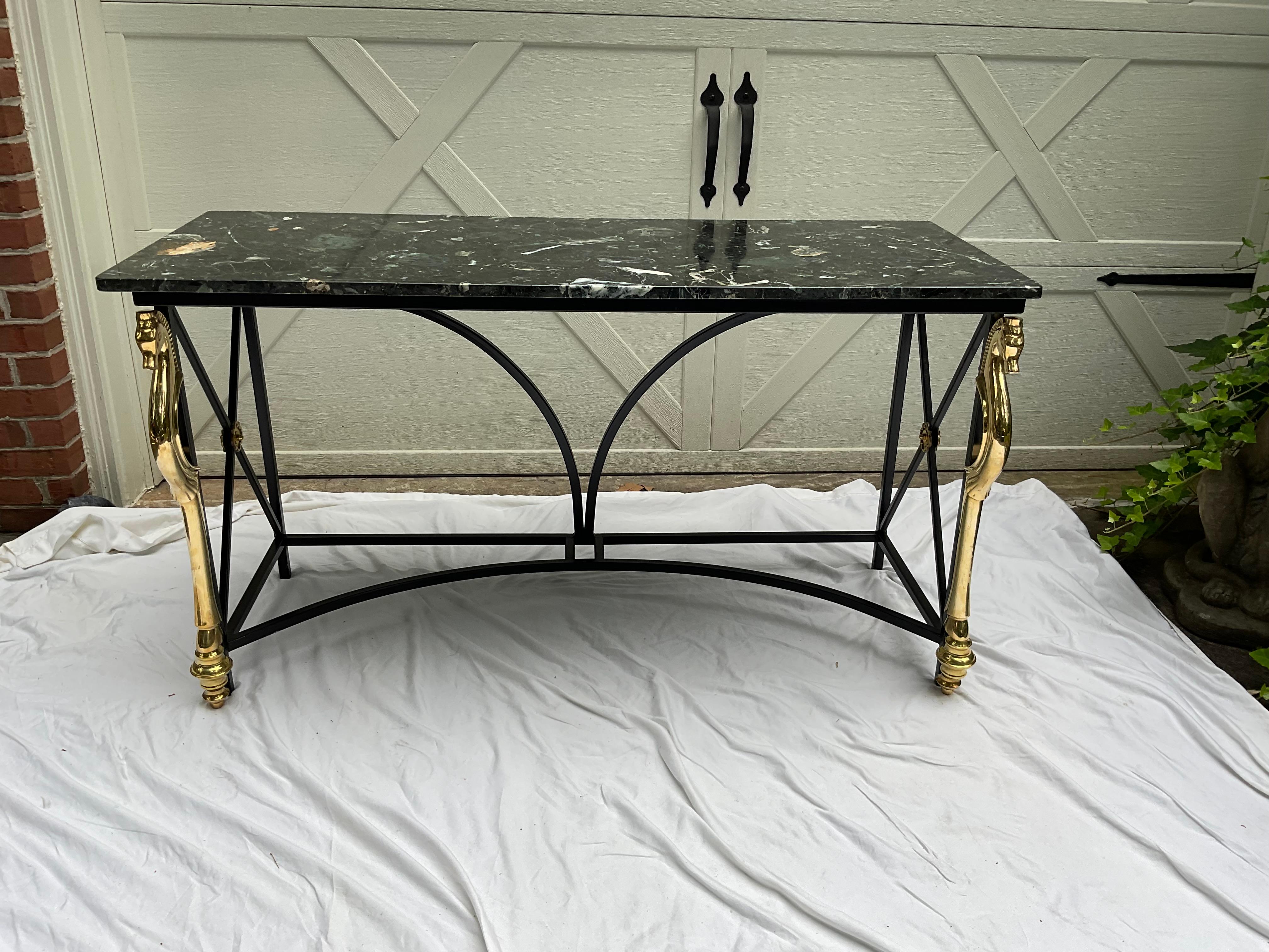 Maison Charles  attr. Marble Top Regency Style Console For Sale 4