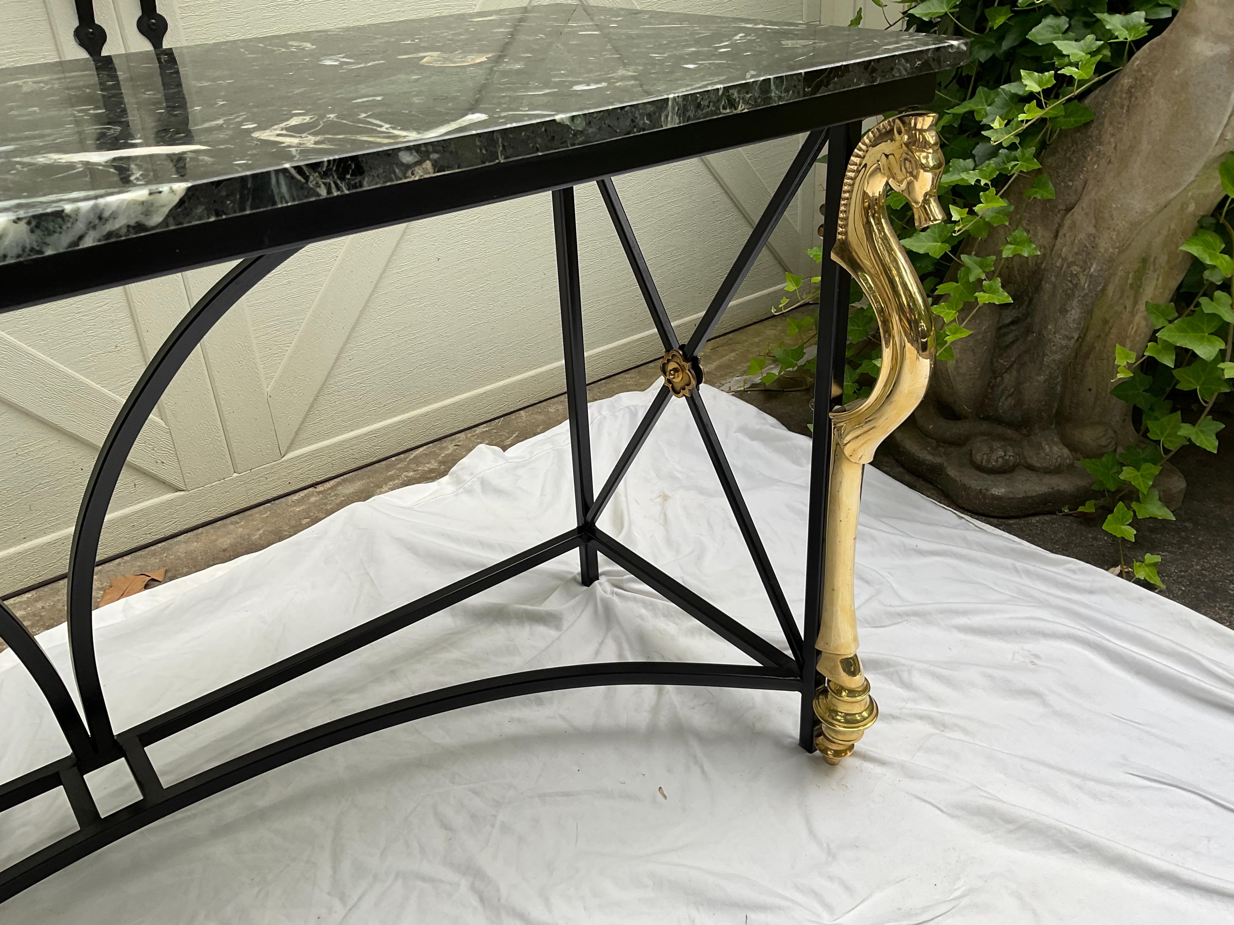 Maison Charles  attr. Marble Top Regency Style Console In Good Condition For Sale In Marietta, GA