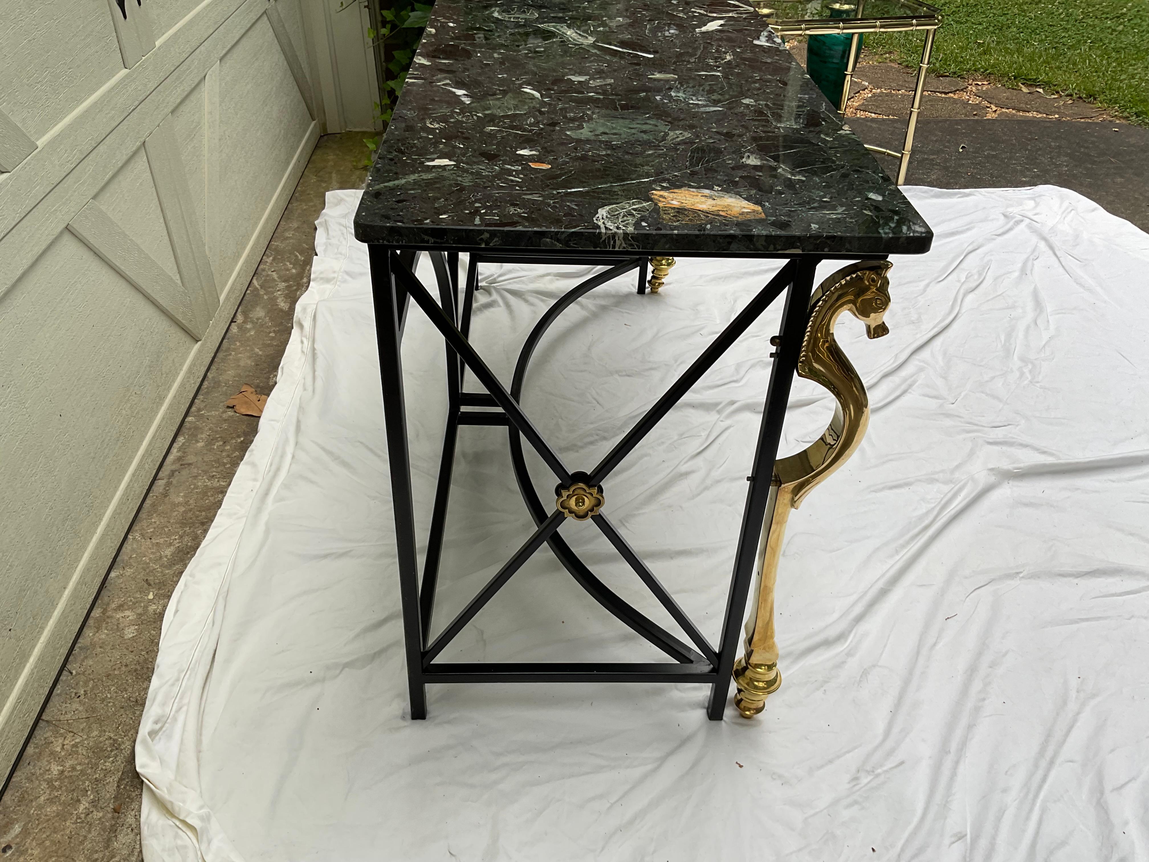 Late 20th Century Maison Charles  attr. Marble Top Regency Style Console For Sale
