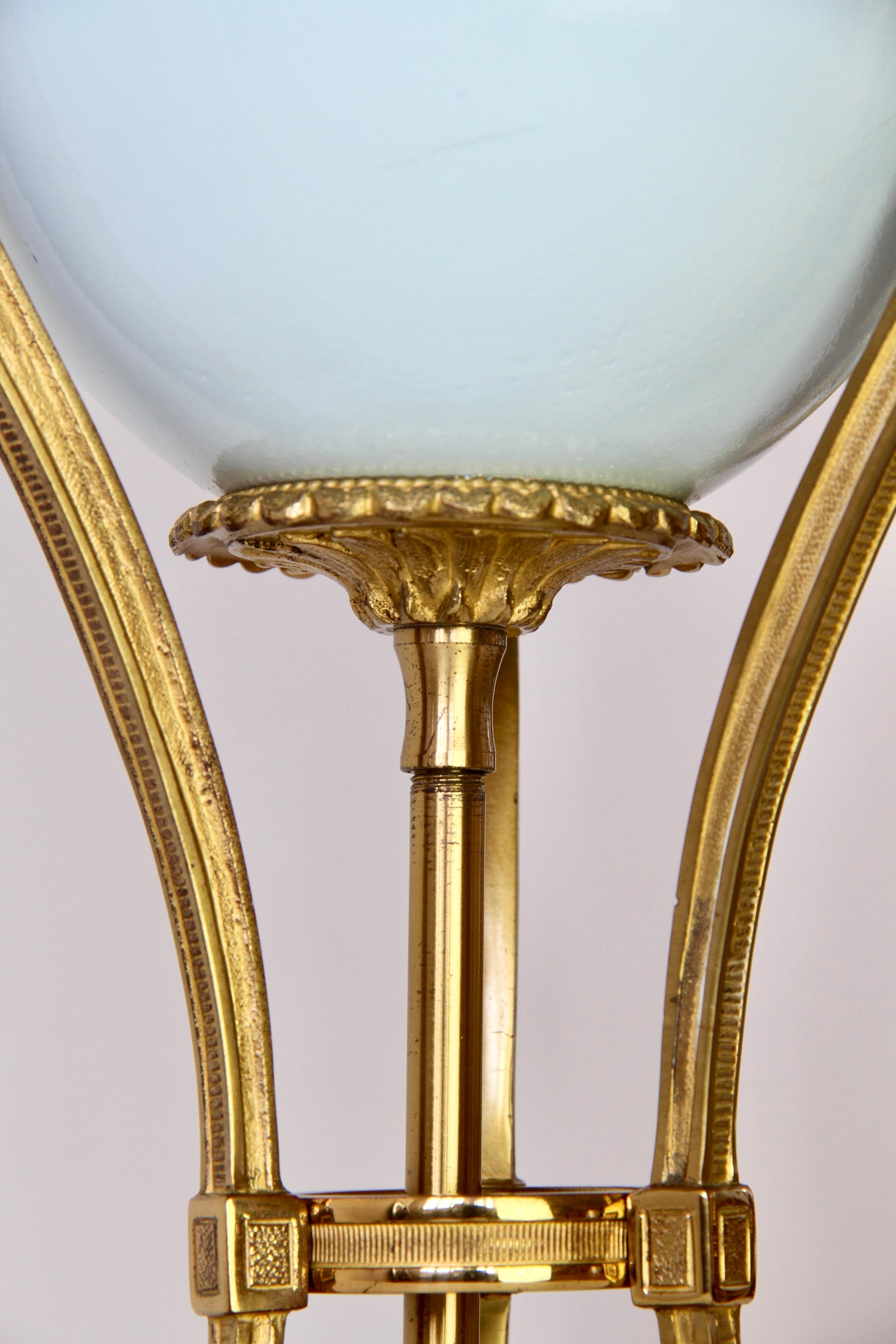 Maison Charles Attributed Pair of Tall Ostrich Egg and Brass French Table Lamps For Sale 6