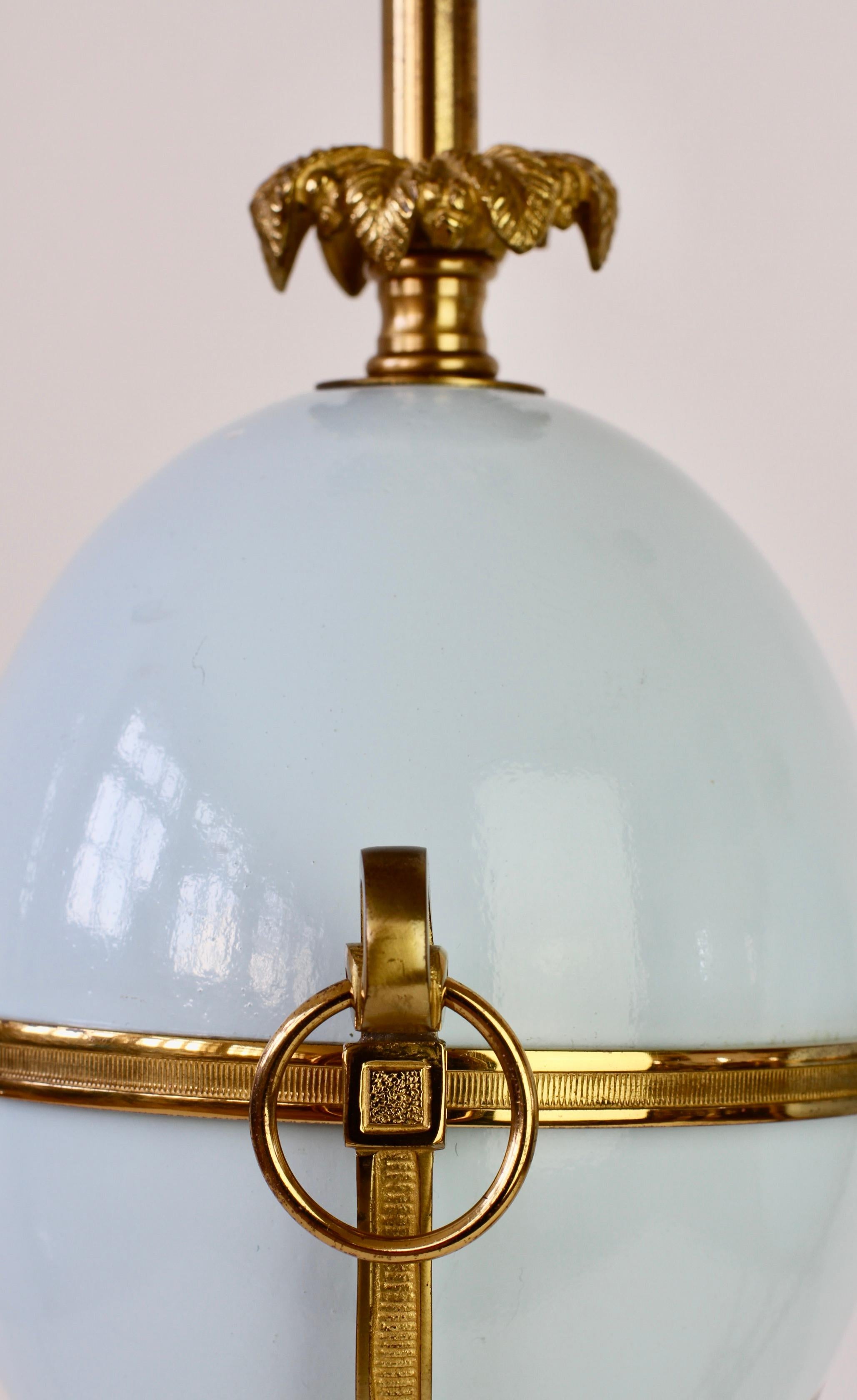 Maison Charles Attributed Pair of Tall Ostrich Egg and Brass French Table Lamps For Sale 10