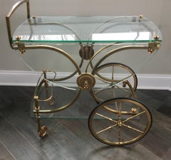 Maison Charles Bar Cart in Vibrant Brass and Glass