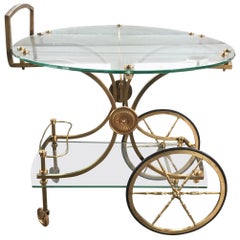 Maison Charles Bar Cart in Vibrant Brass and Glass