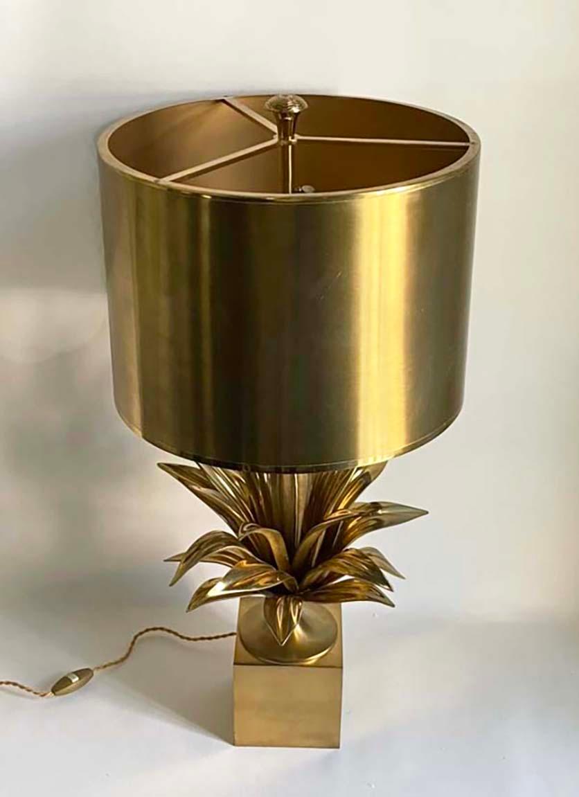 Lámpara de mesa Maison Charles de latón y bronce Agave a Gorge--Todo original Moderno de mediados de siglo en venta