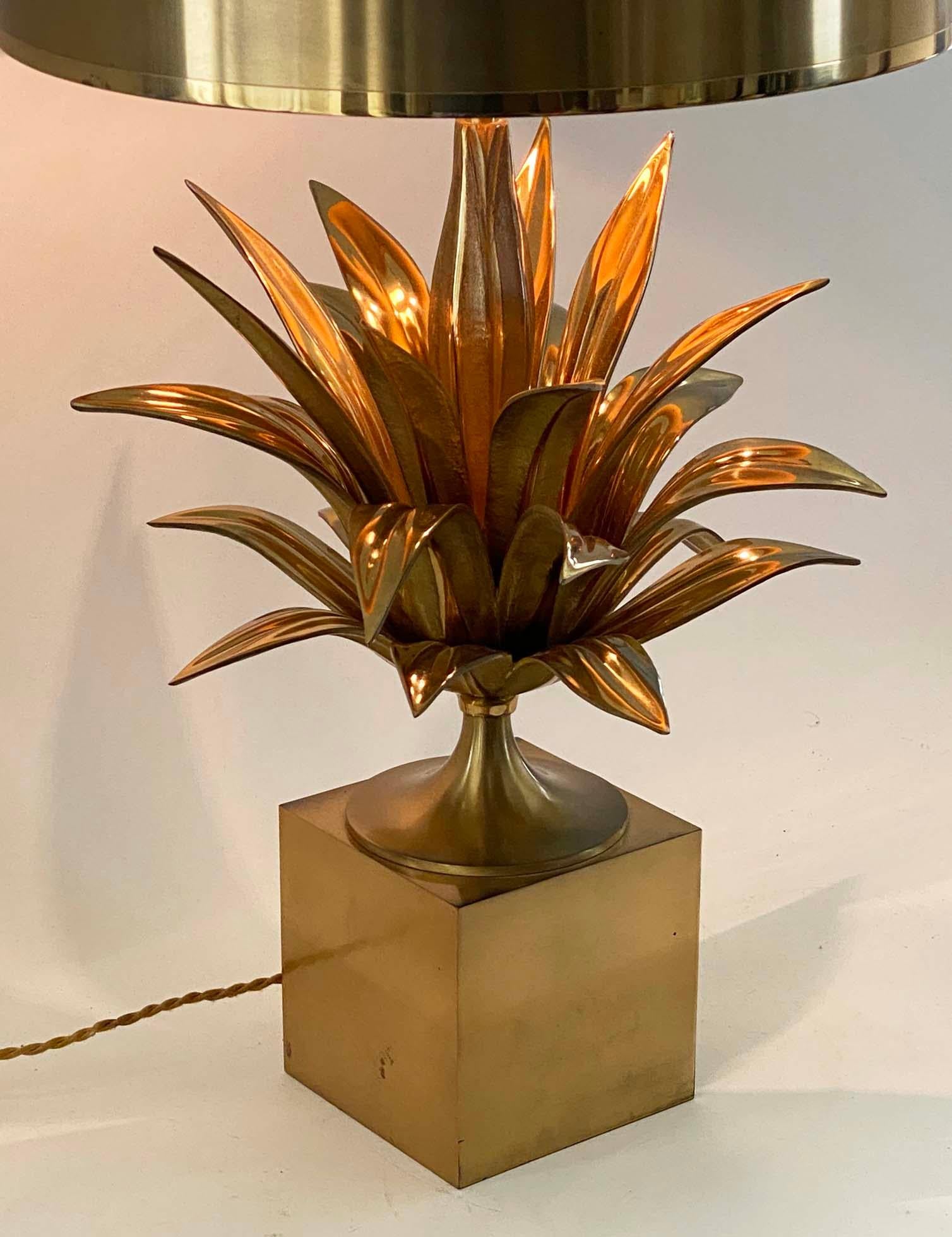 Lámpara de mesa Maison Charles de latón y bronce Agave a Gorge--Todo original Latón en venta