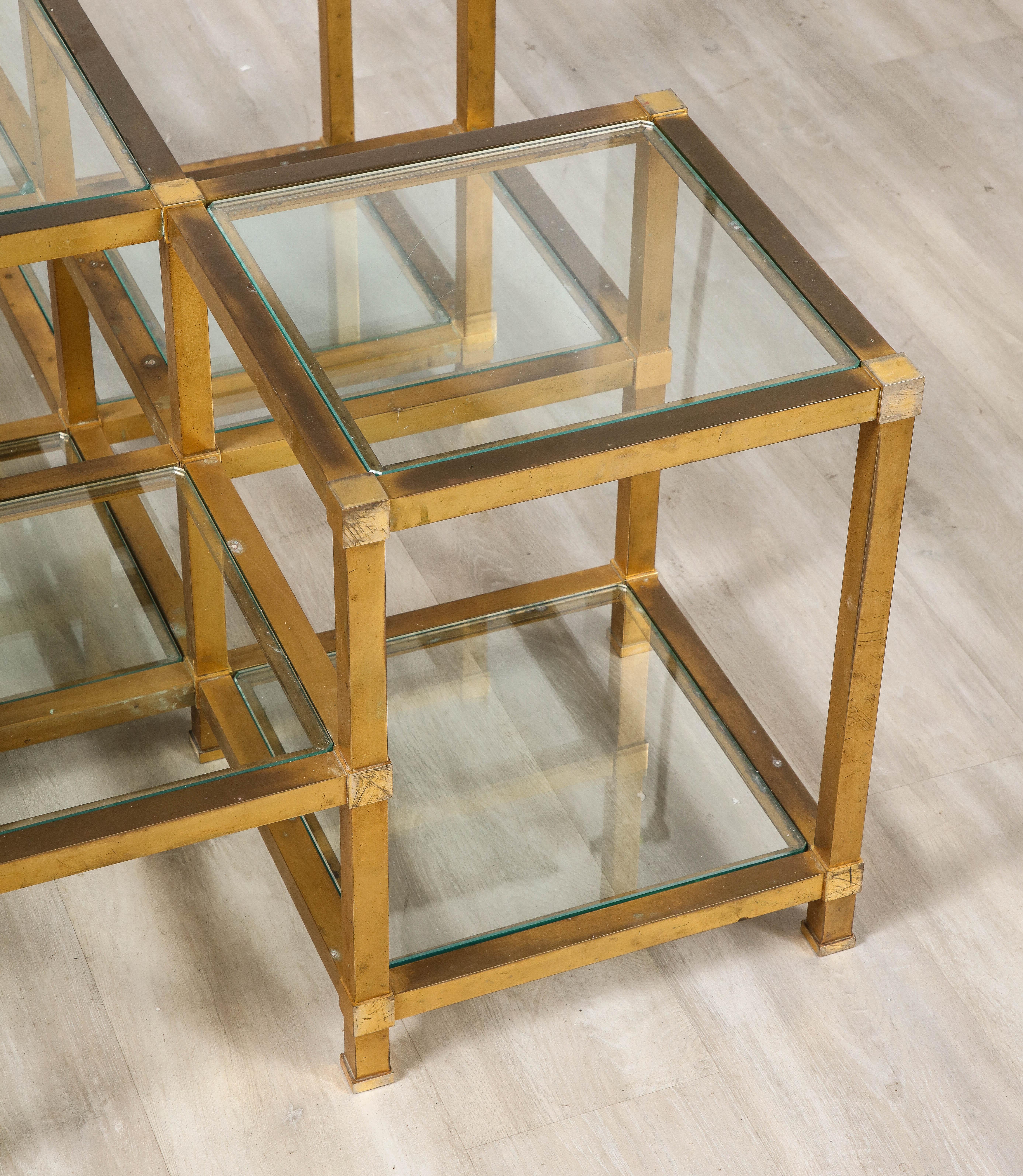 Late 20th Century Maison Charles Brass and Glass Coffee Table, France, Circa 1970 For Sale