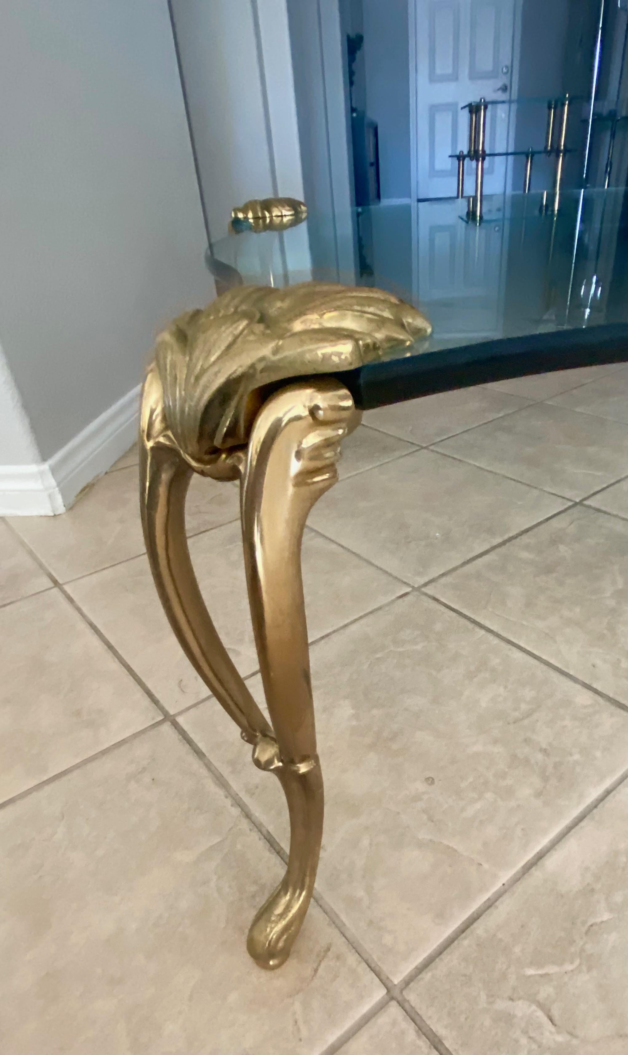 Maison Charles Brass Cabriole Legs Square Coffee Table For Sale 6