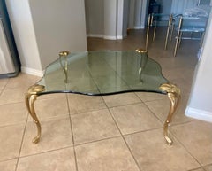 Maison Charles Brass Cabriole Legs Square Coffee Table