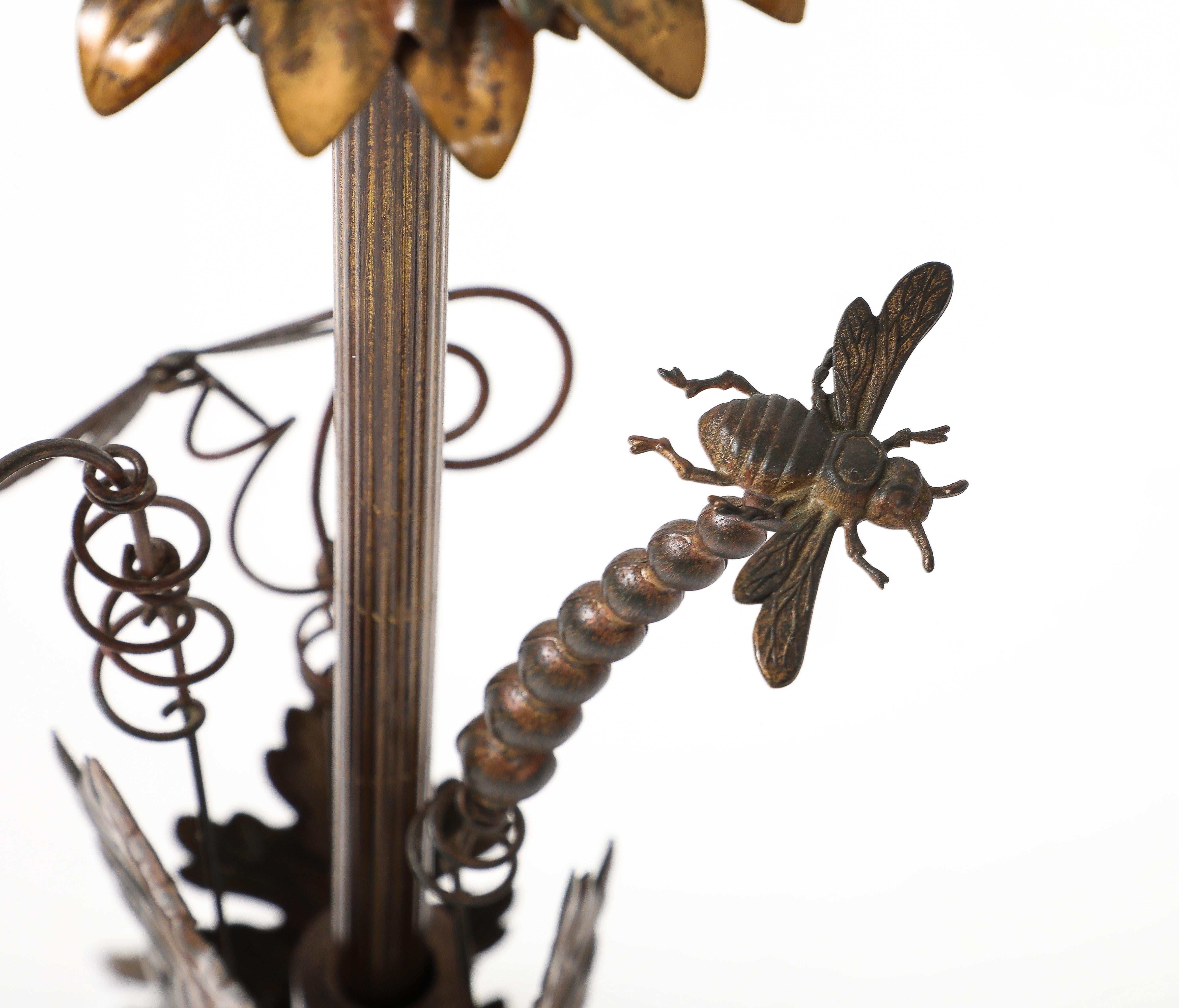Maison Charles Lampes à fougères et insectes en laiton en vente 5