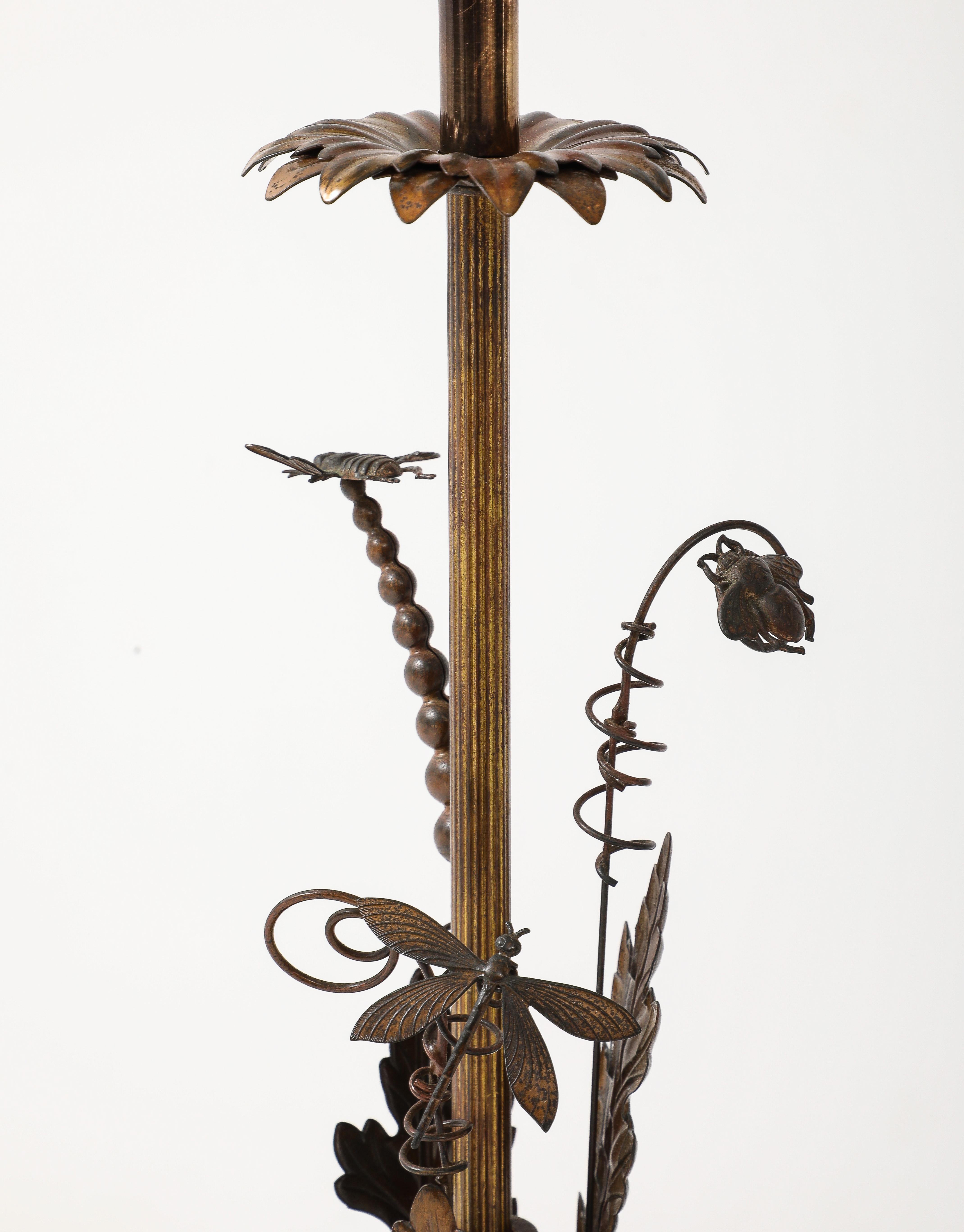 Maison Charles Lampes à fougères et insectes en laiton en vente 6