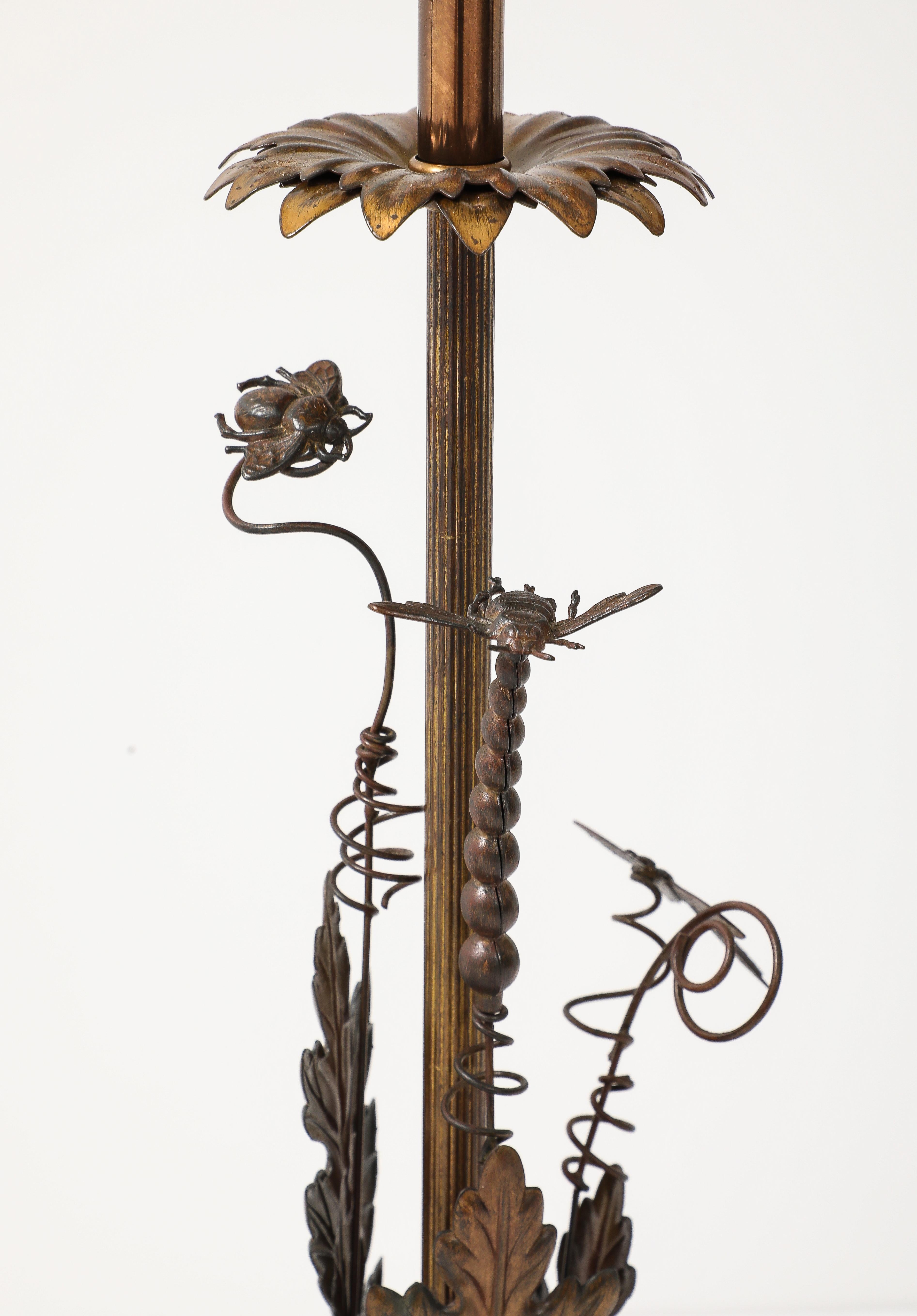 Maison Charles Lampes à fougères et insectes en laiton en vente 7