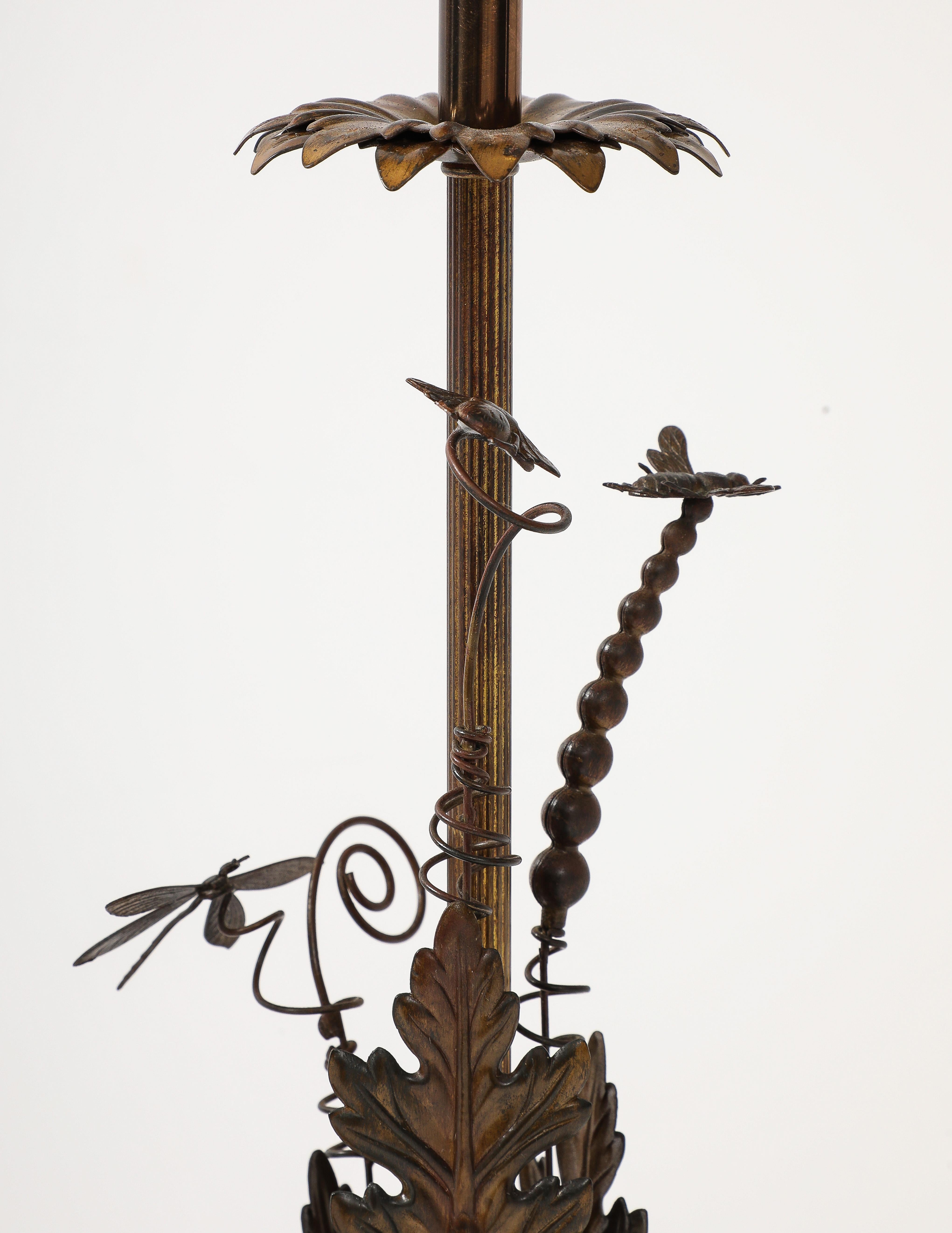 Laiton Maison Charles Lampes à fougères et insectes en laiton en vente